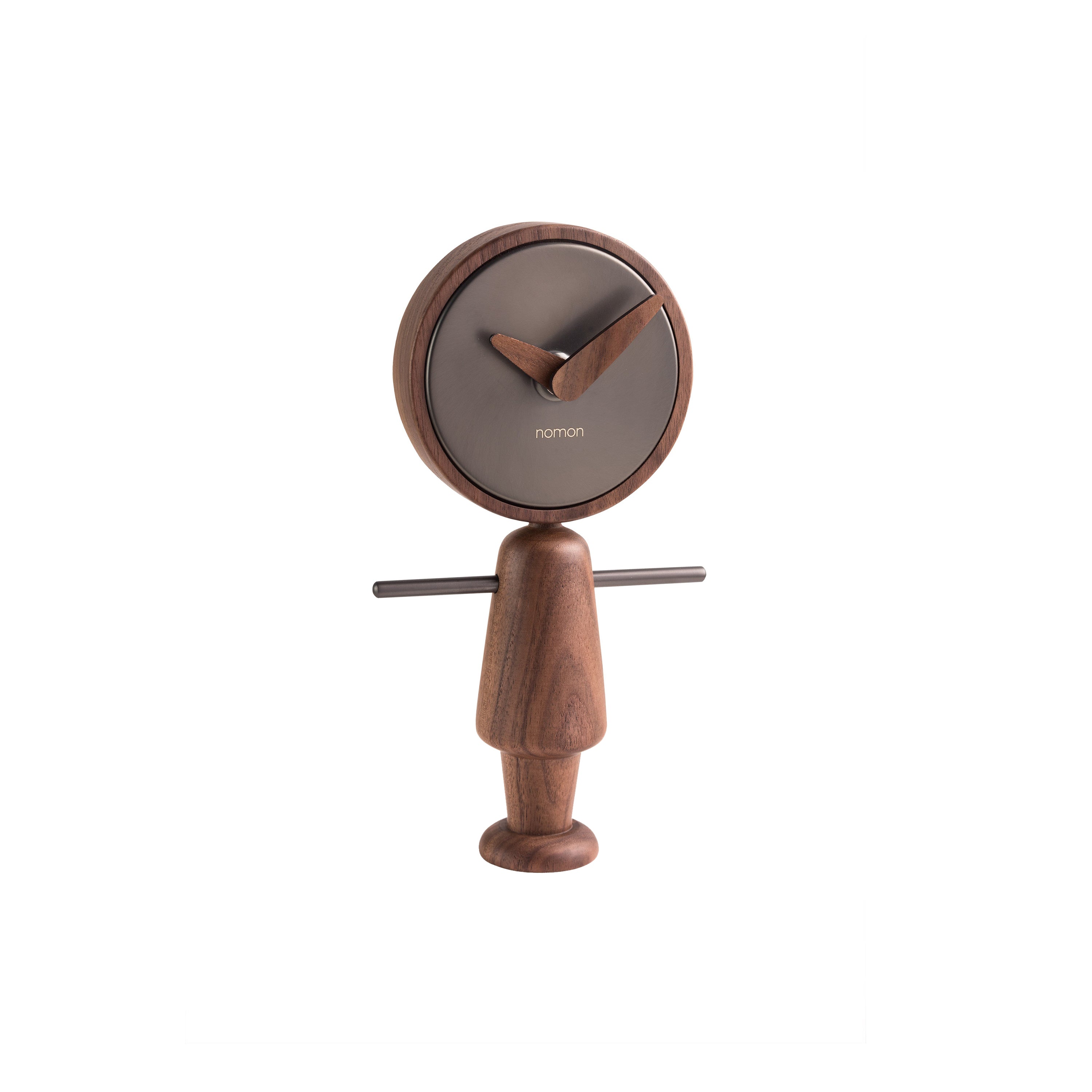 Nene Table Clock: Walnut + Graphite Brass