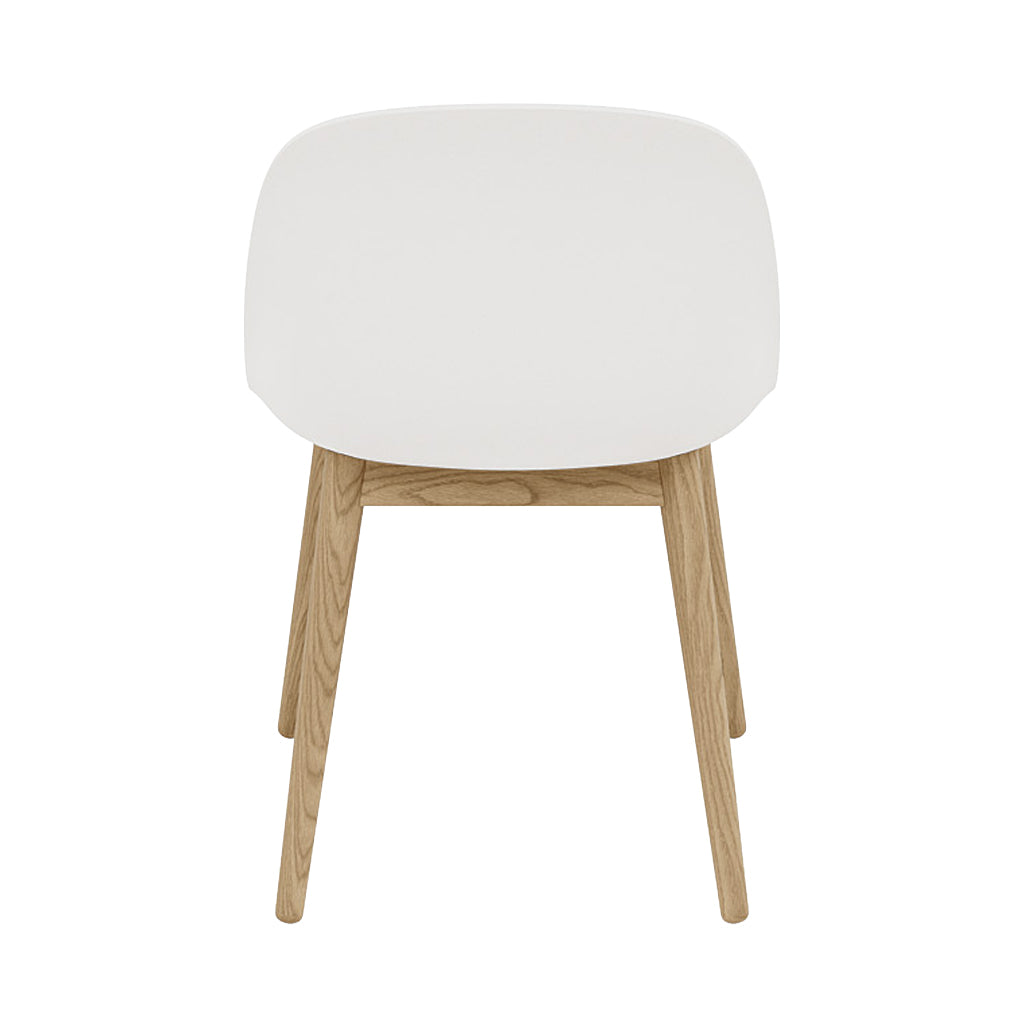 Fiber Side Chair: Wood Base + Recycled Shell + Natural White + Oak