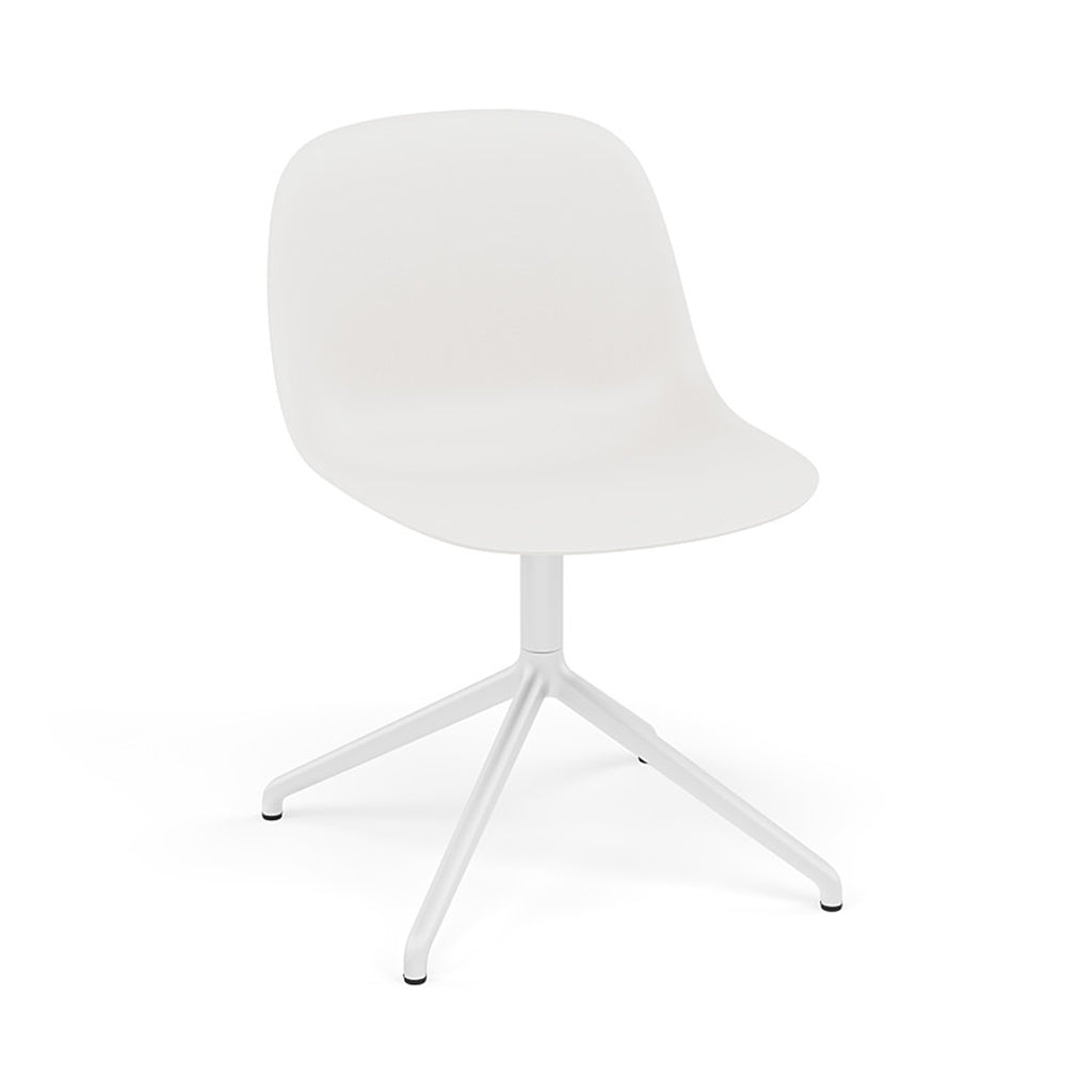 Fiber Side Chair: Swivel Base + Recycled Shell + White + Natural White