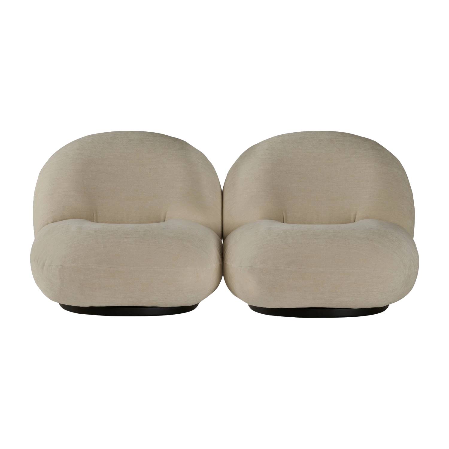 Pacha Sofa: 2 seater + Black Semi Matt + Without Armrest