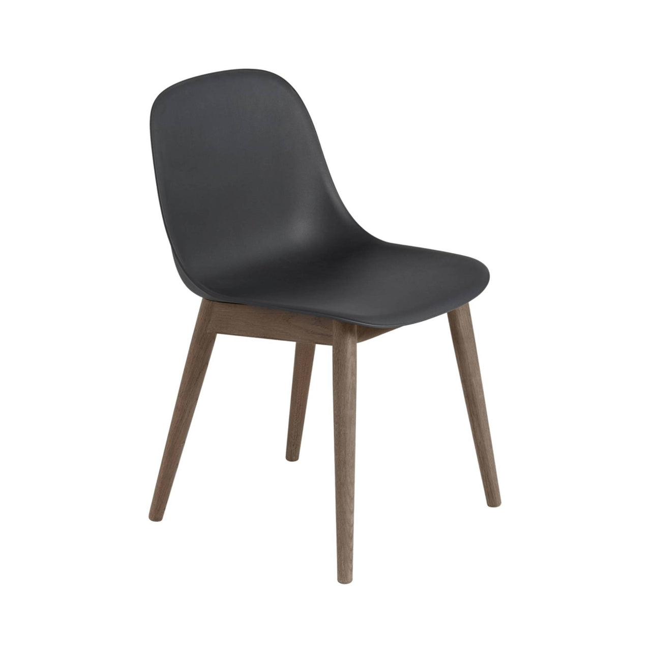 Fiber Side Chair: Wood Base + Recycled Shell + Black + Stained Dark Brown