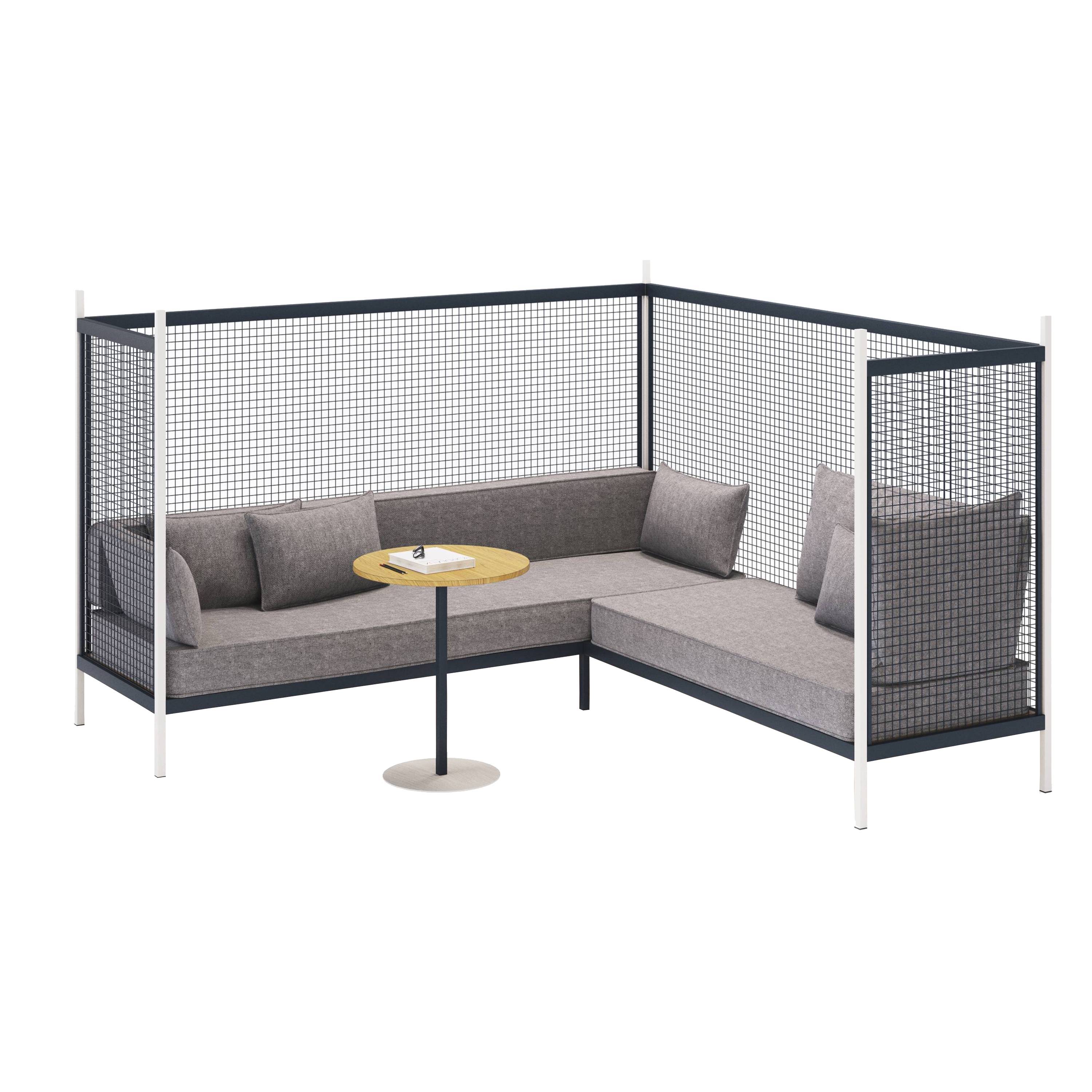 Grid Corner Sofa with Tall Partition: Metal Grid