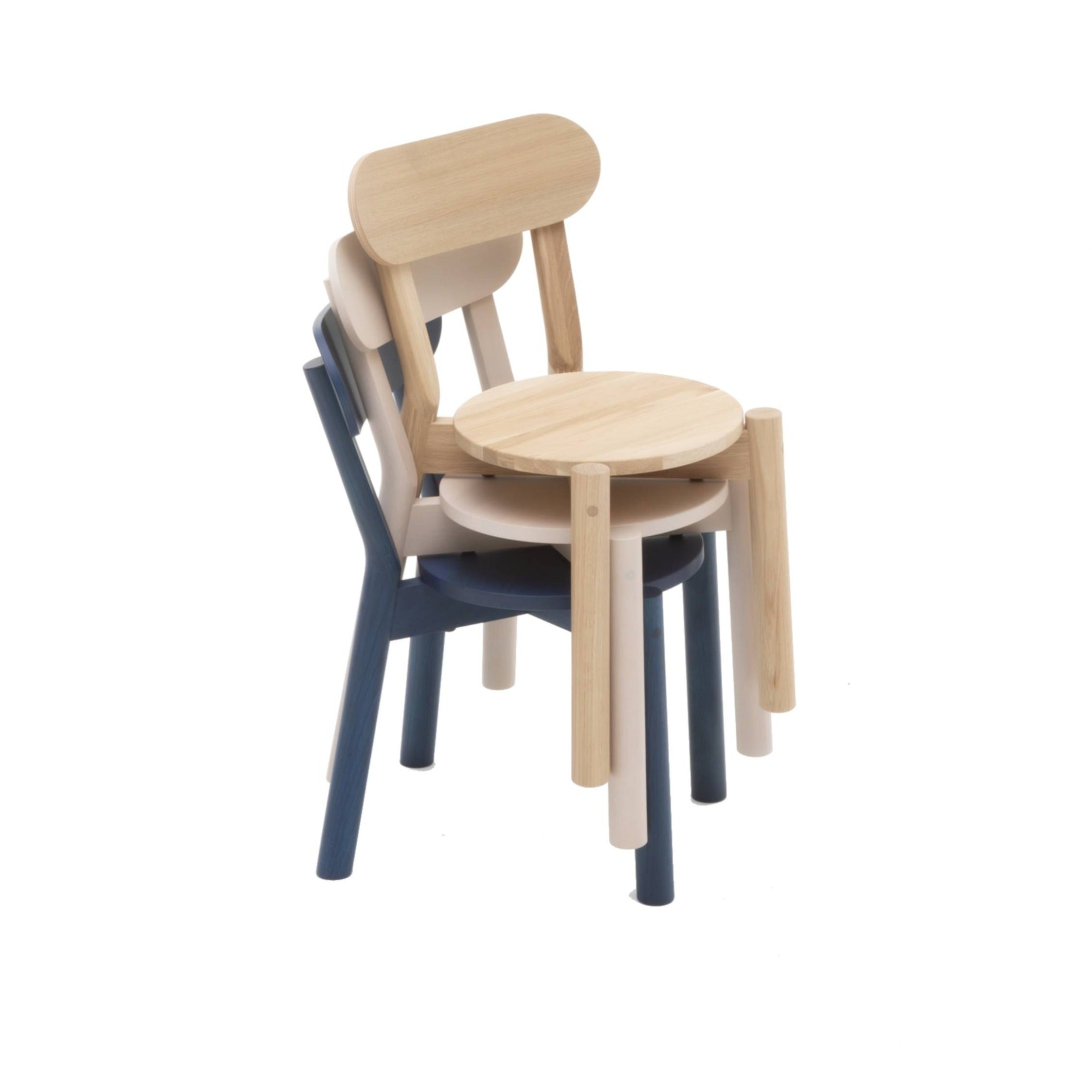 Castor Kids Chair: Indigo Blue Oak + Pink White + Pure Oak