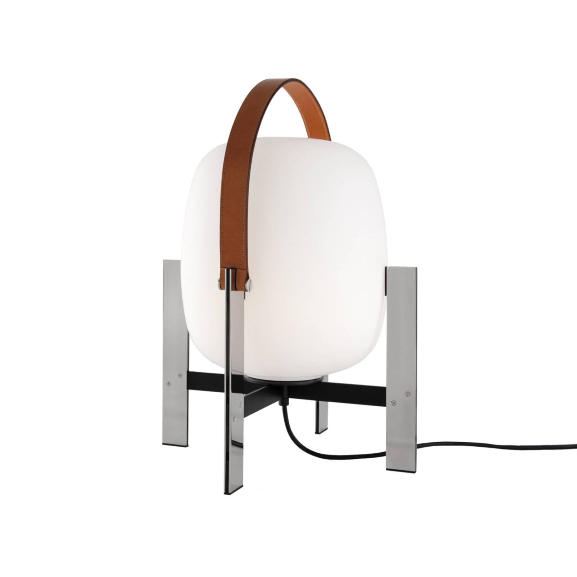 Cesta Metálica Table Lamp: Natural Leather Handle