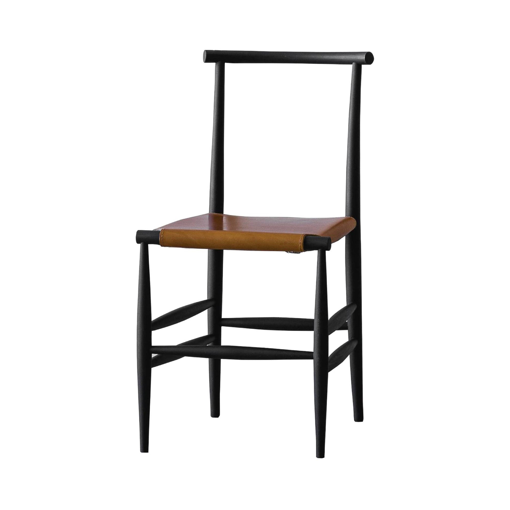 Pelleossa Chair: Black Oak + Natural Leather