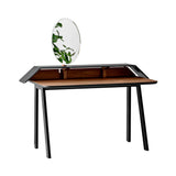 Tolda Desk + Vanity: Canaletto Walnut + Lacquered Black + Black Leather