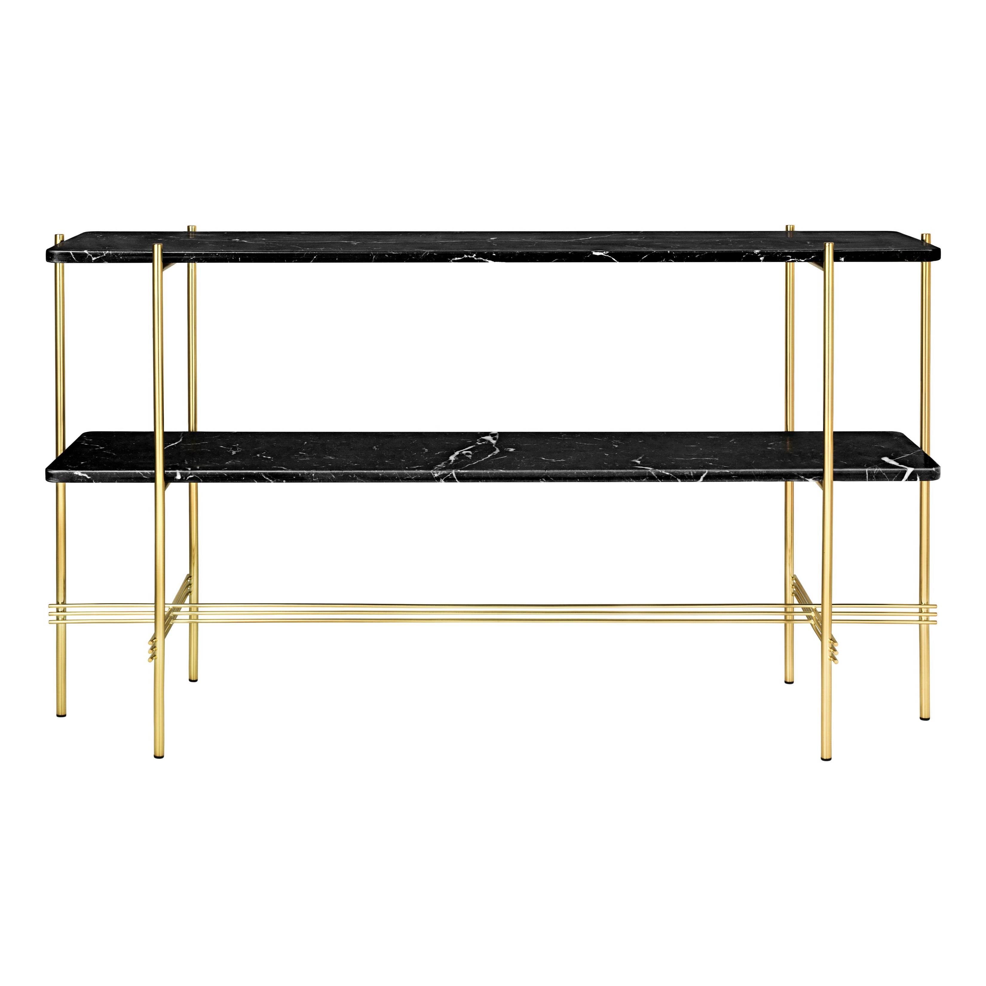 TS Console: Without Tray + Brass + Black Marquina Marble