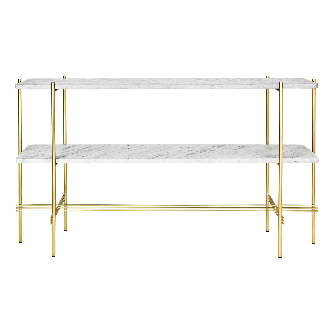 TS Console: Without Tray+ Brass + White Carrara Marble