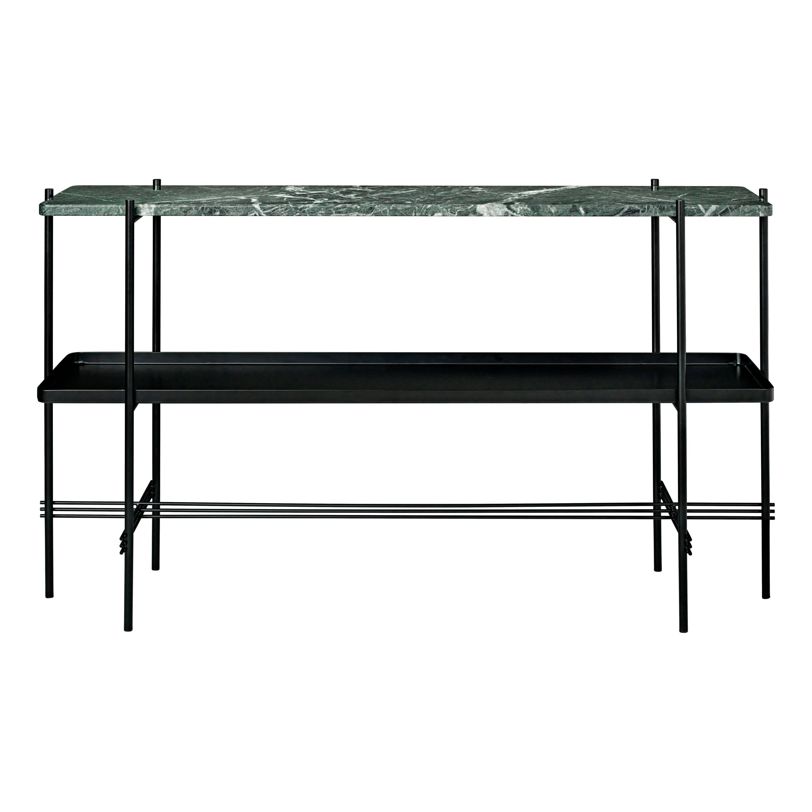TS Console: With Tray + Black + Green Guatemala Marble