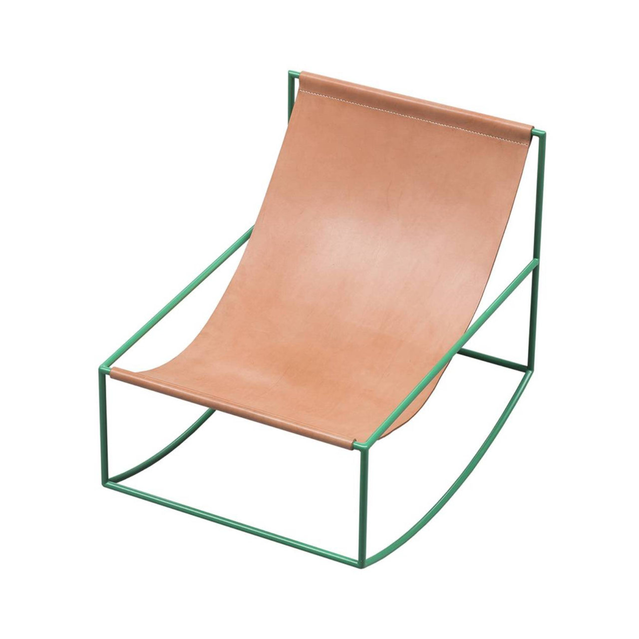 Rocking Chair: Leather + Lacquered Steel Green