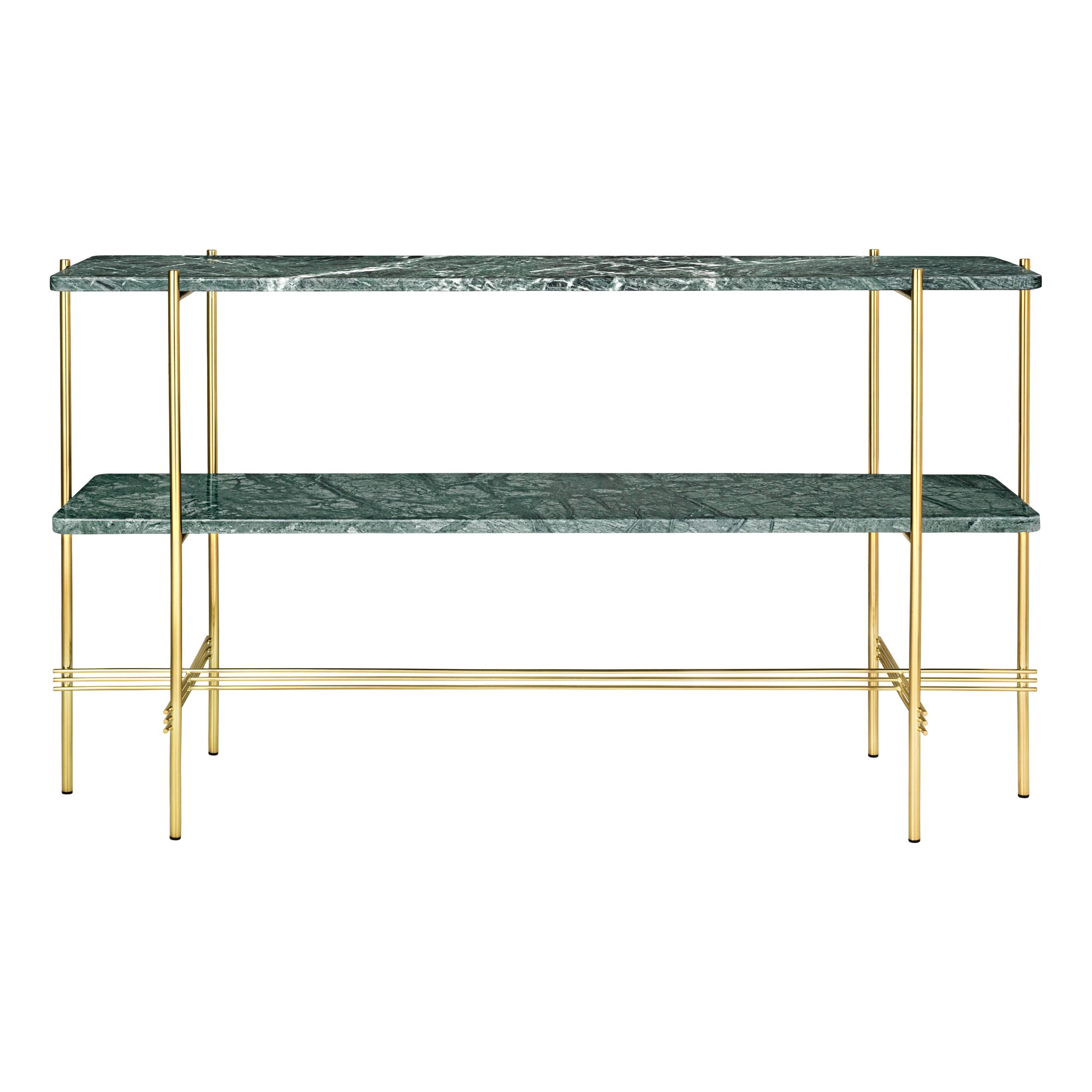 TS Console: Without Tray + Brass + Green Gautemala Marble