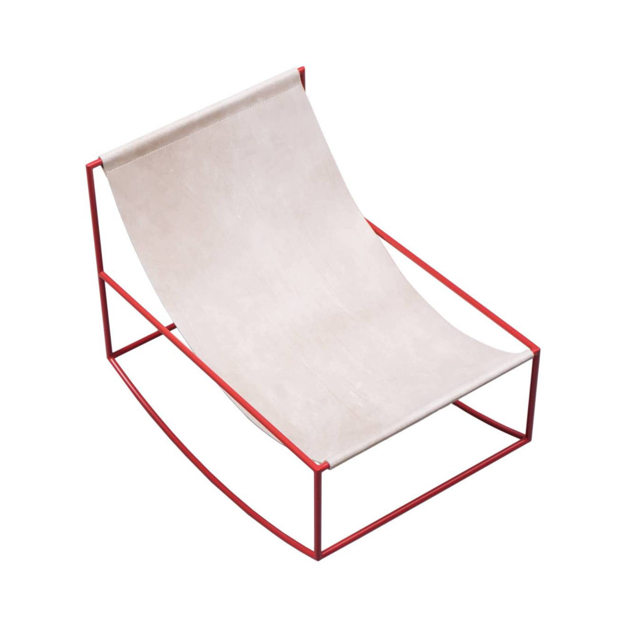 Rocking Chair: Leather + Lacquered Steel Red
