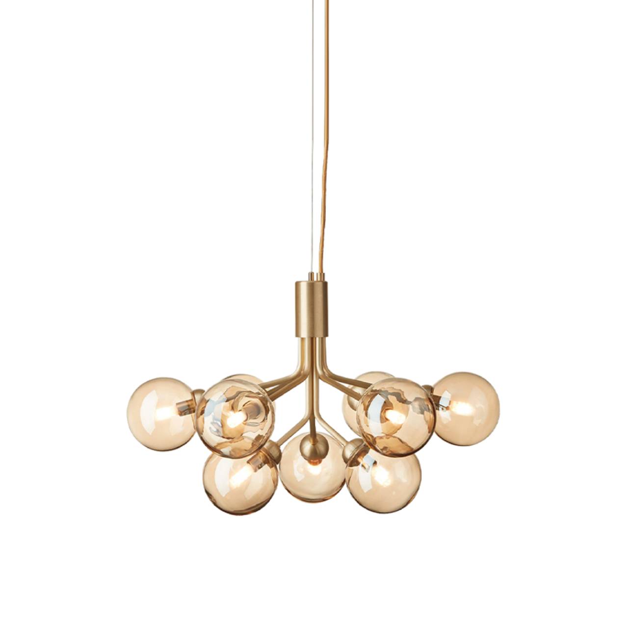 Apiales 9 Chandelier: Brushed Brass + Optic Gold + Gold