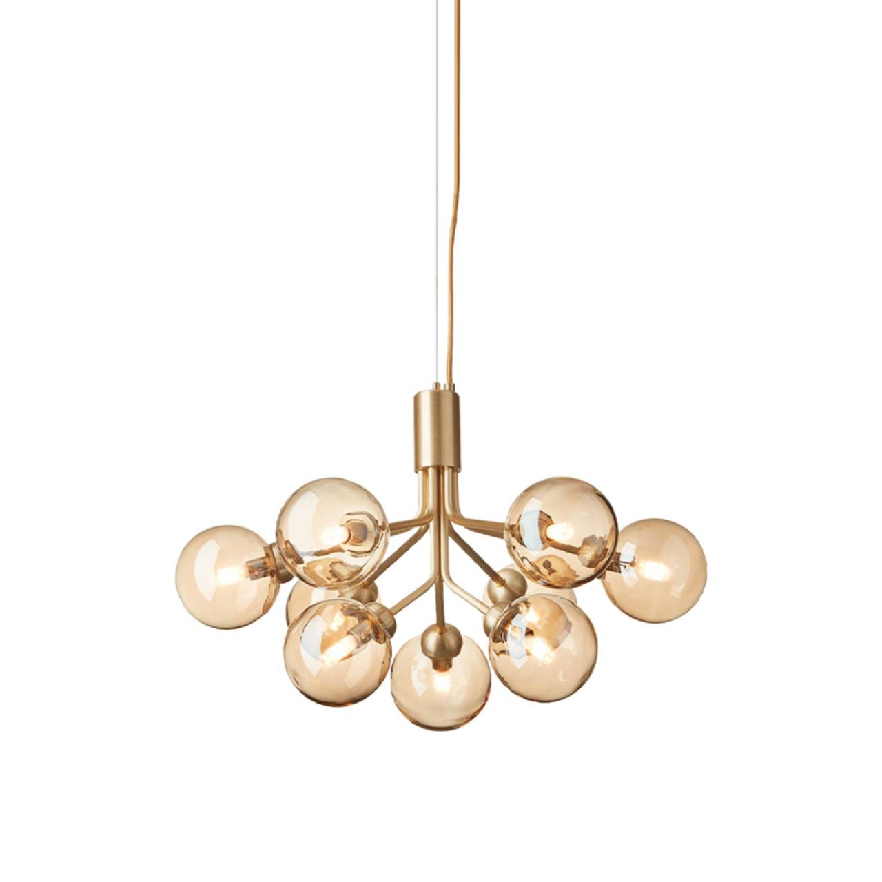 Apiales 9 Chandelier: Brushed Brass + Optic Gold + Gold