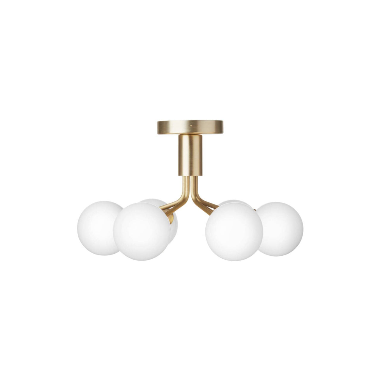 Apiales 6 Ceiling Lamp: Brushed Brass + Opal White