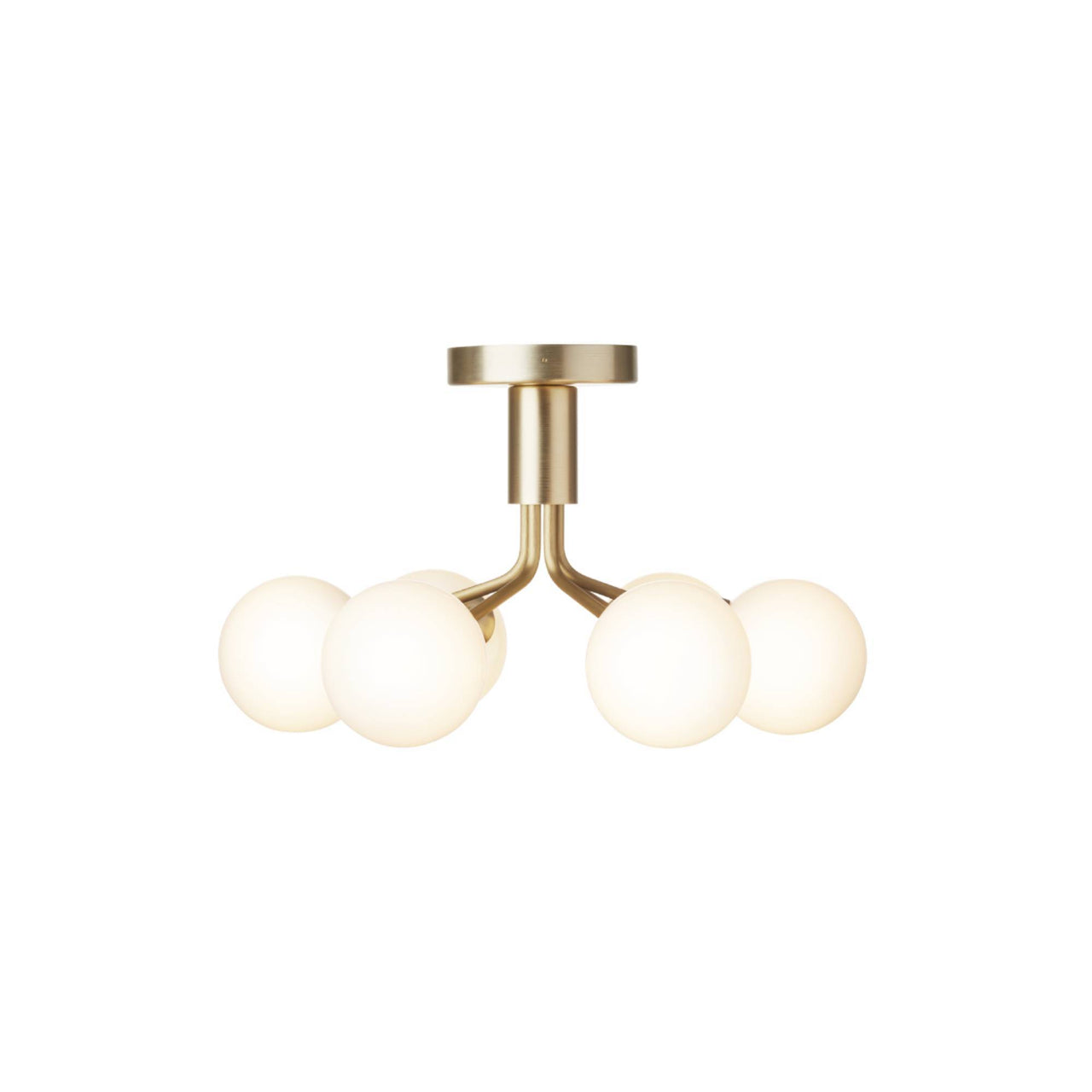 Apiales 6 Ceiling Lamp: Brushed Brass + Opal White