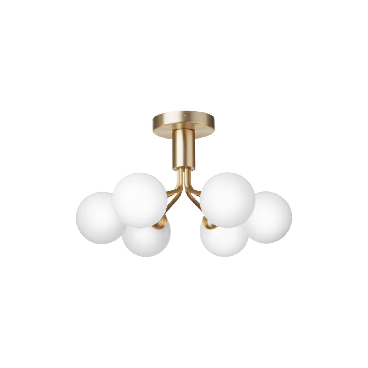Apiales 6 Ceiling Lamp: Brushed Brass + Opal White