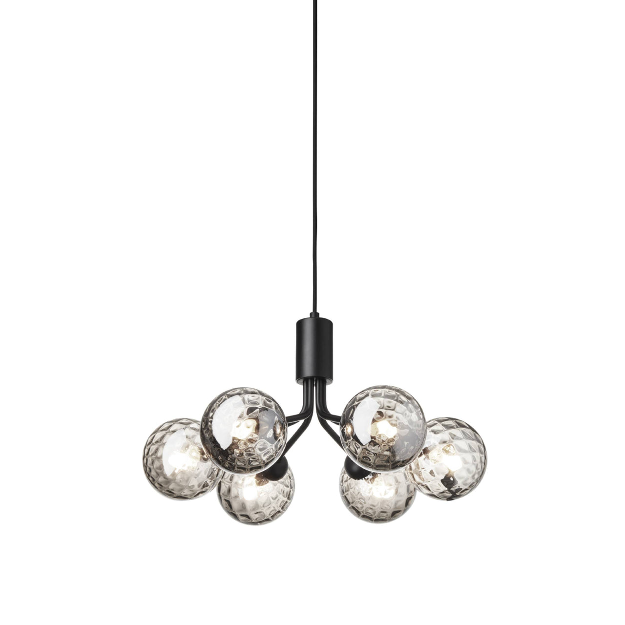 Apiales 6 Pendant Light: Satin Black + Optic Smoked + Black