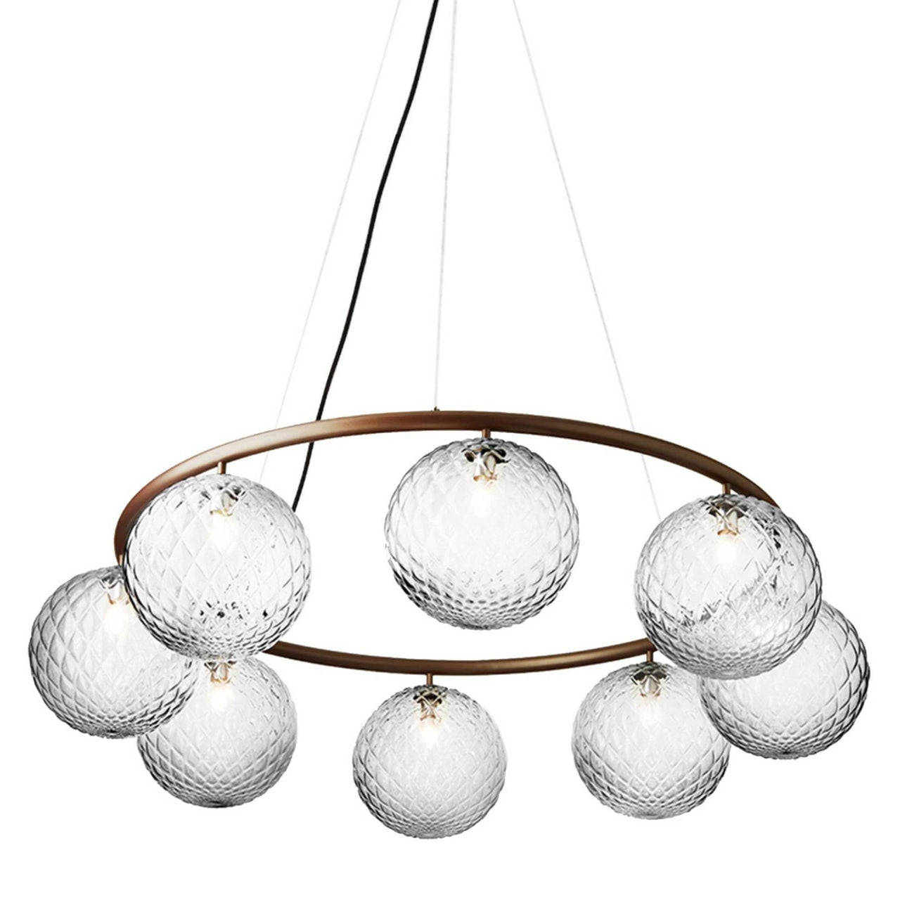 Miira 8 Circular Chandelier: Optic Clear + Dark Bronze