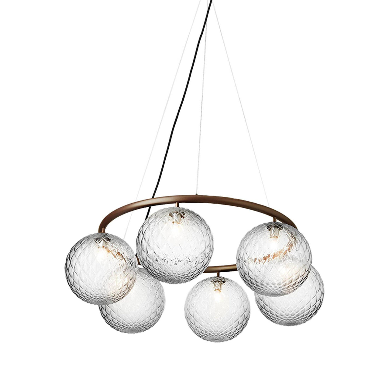 Miira 6 Circular Chandelier: Optic Clear + Dark Bronze