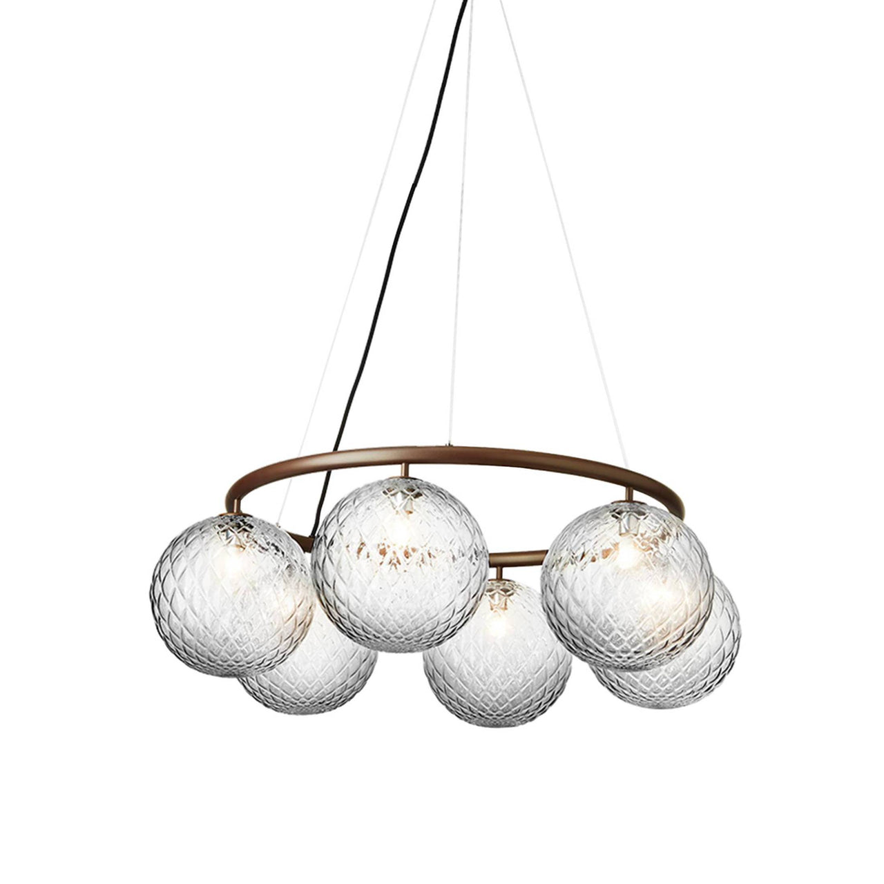 Miira 6 Circular Chandelier: Optic Clear + Dark Bronze