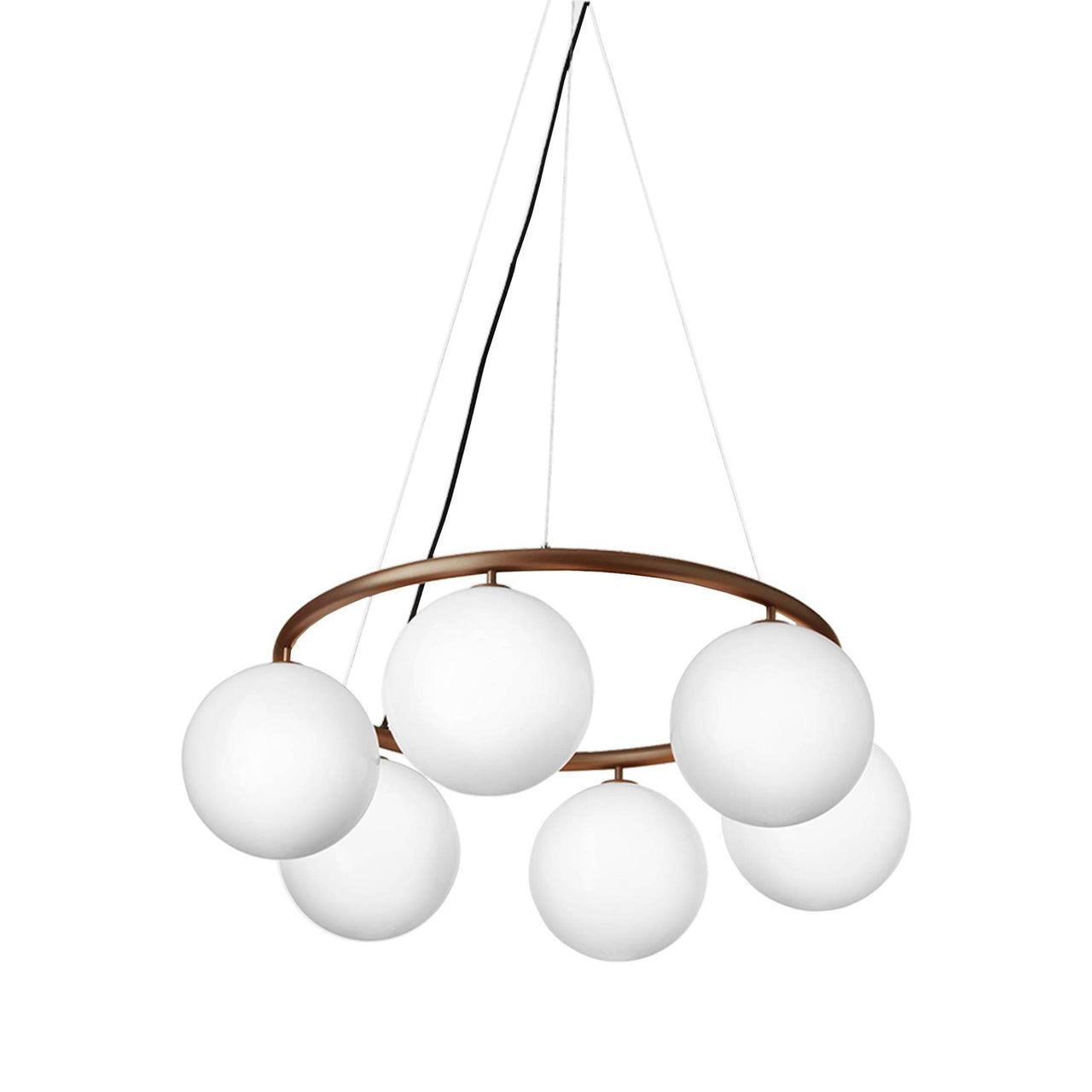 Miira 6 Circular Chandelier: Optal White + Dark Bronze