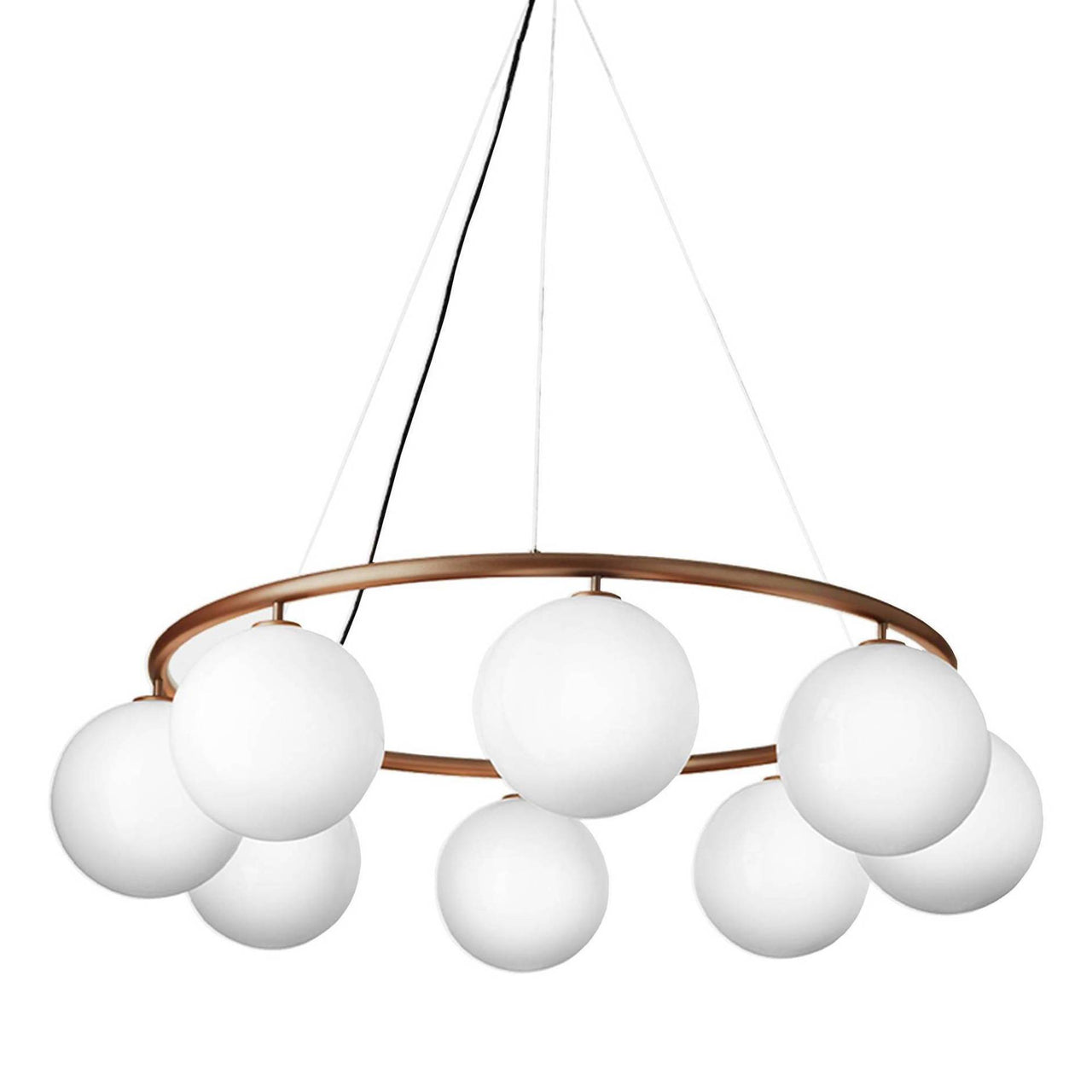 Miira 8 Circular Chandelier: Opal White + Dark Bronze