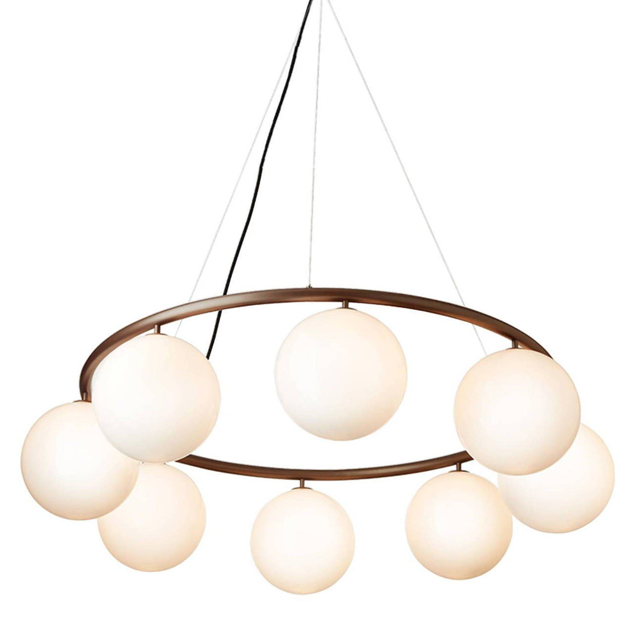 Miira 8 Circular Chandelier: Opal White + Dark Bronze