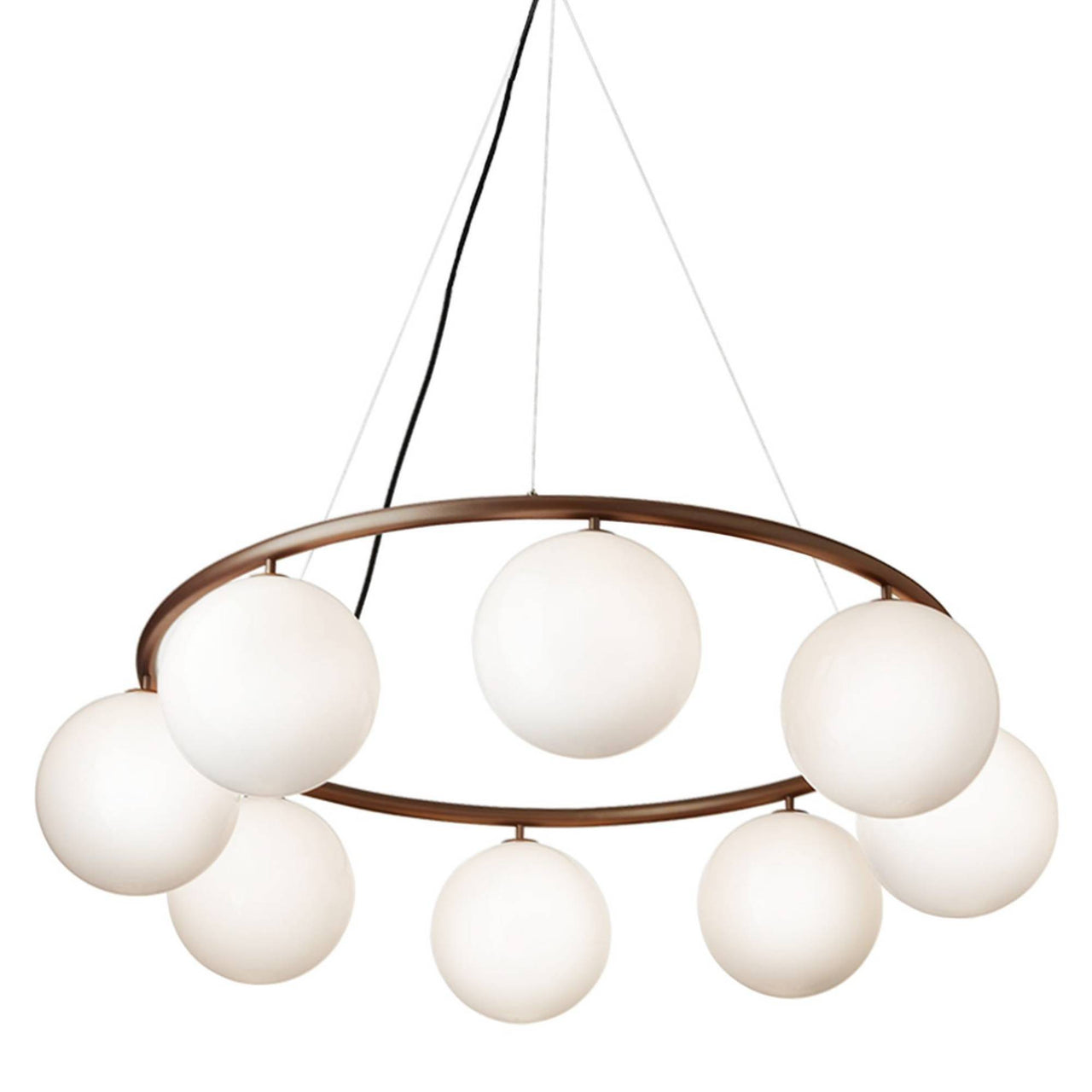 Miira 8 Circular Chandelier: Opal White + Dark Bronze