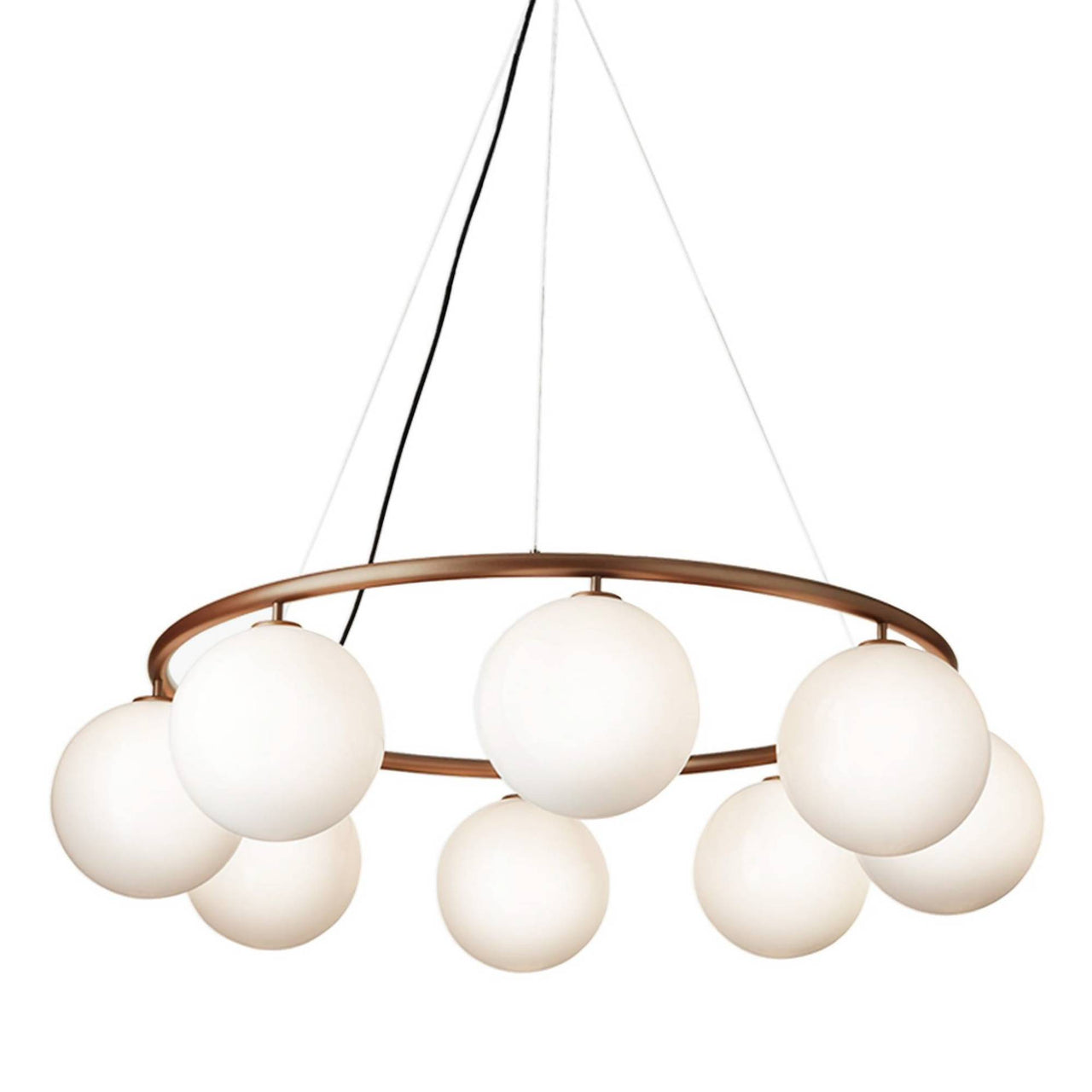 Miira 8 Circular Chandelier: Opal White + Dark Bronze