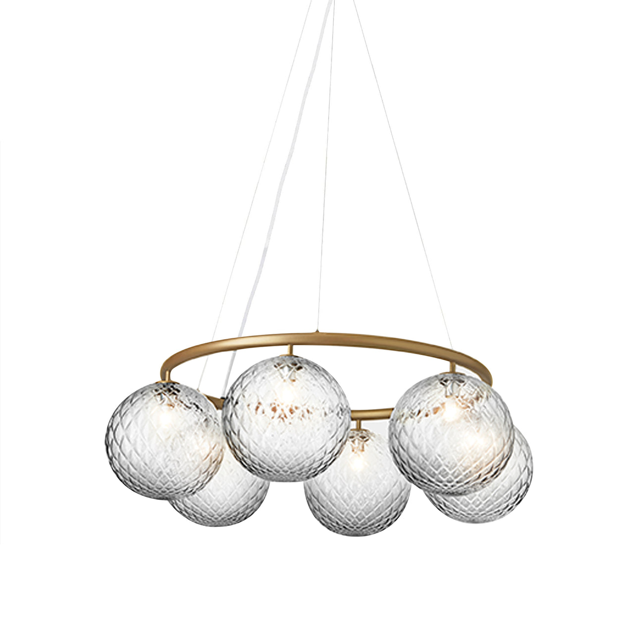 Miira 6 Circular Chandelier: Optic Clear + Brass