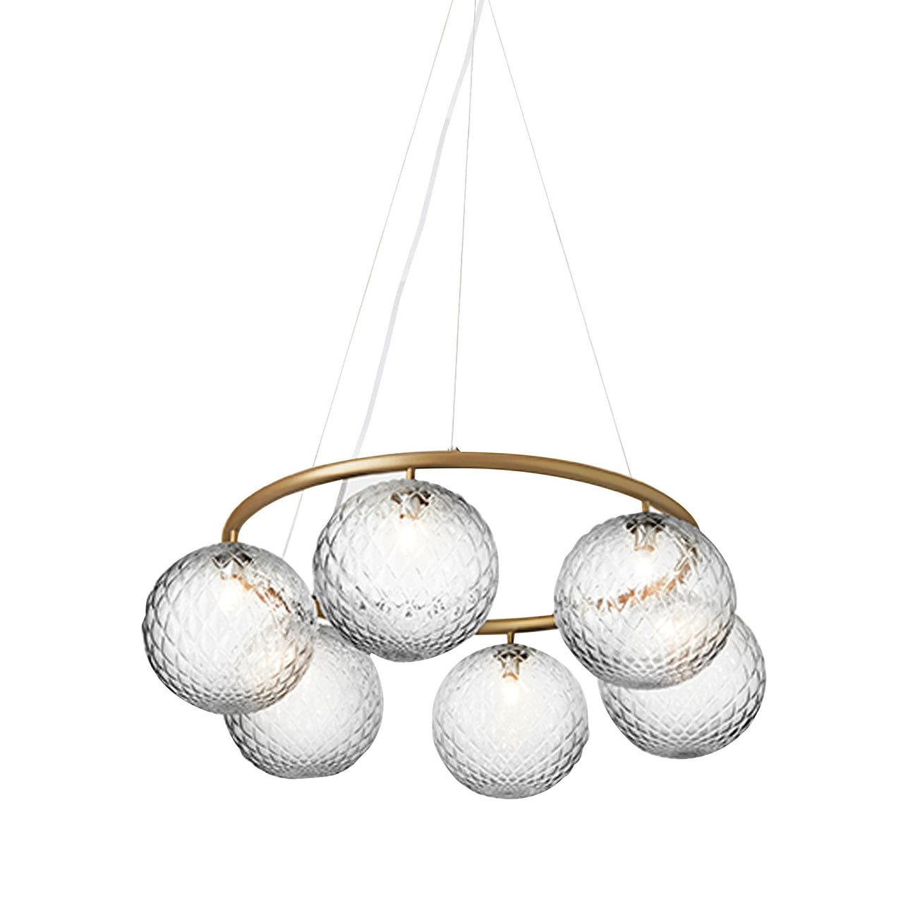 Miira 6 Circular Chandelier: Optic Clear + Brass