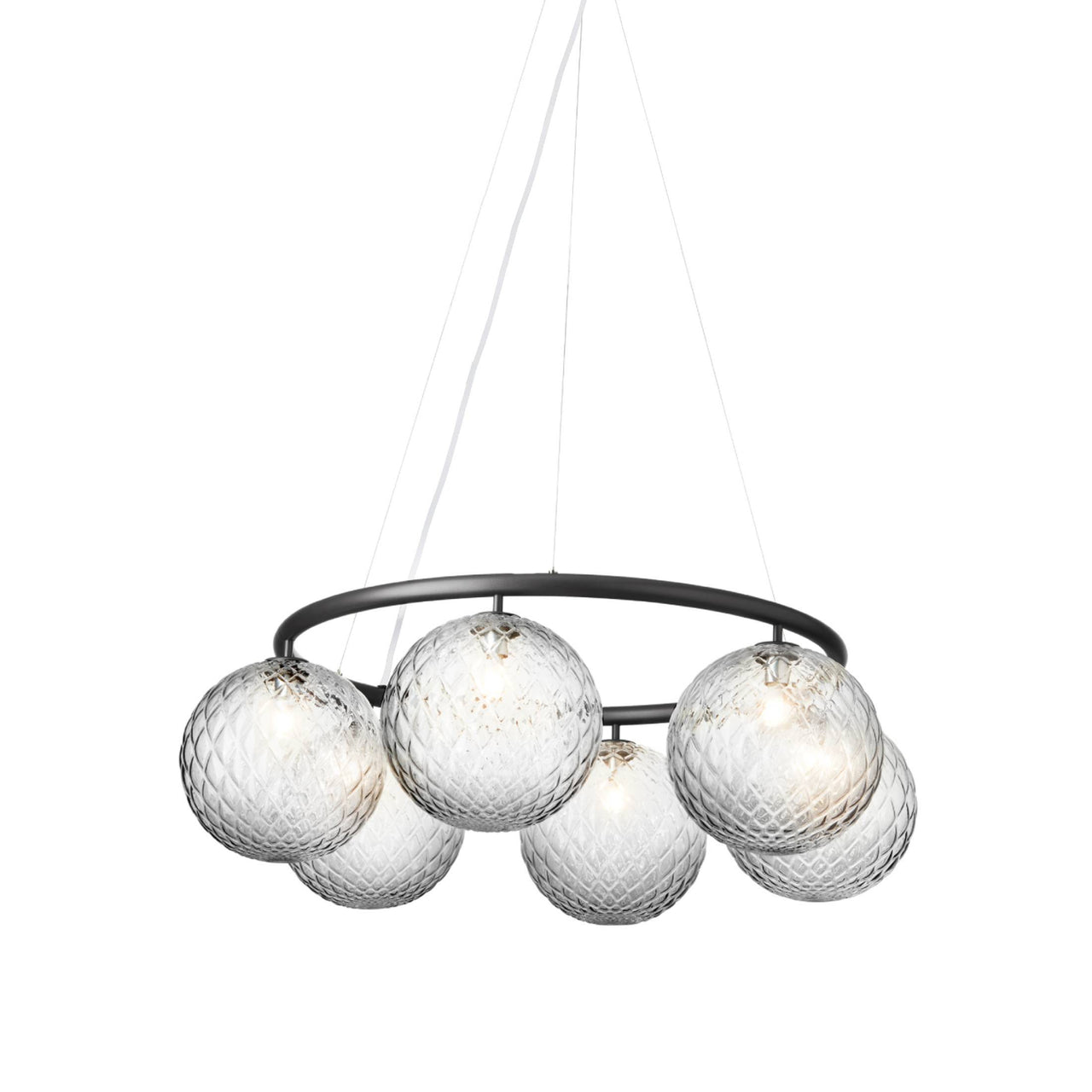 Miira 6 Circular Chandelier: Optic Clear + Rock Grey