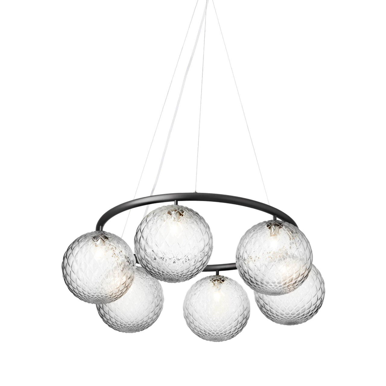 Miira 6 Circular Chandelier: Optic Clear + Rock Grey