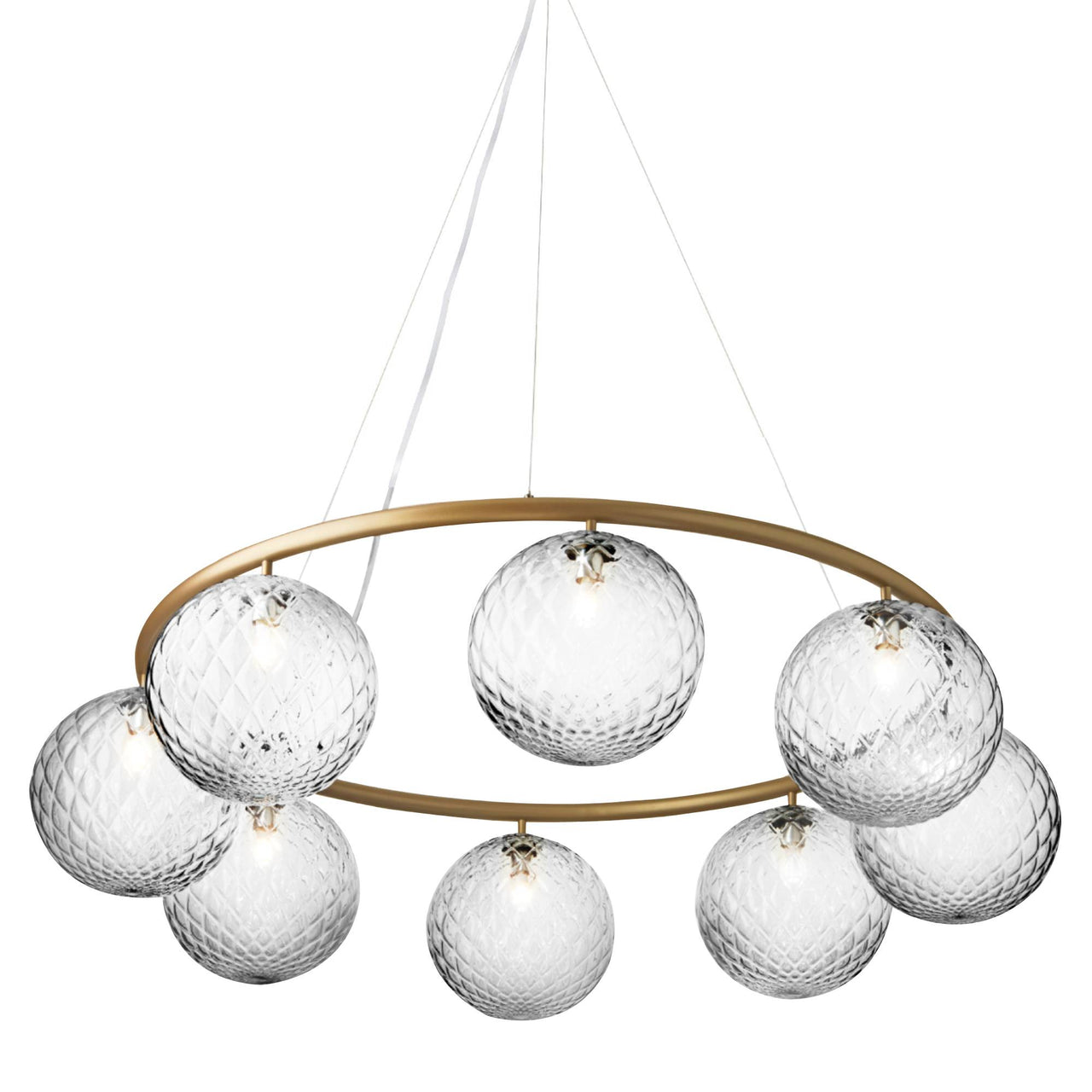 Miira 8 Circular Chandelier: Optic Clear + Brass