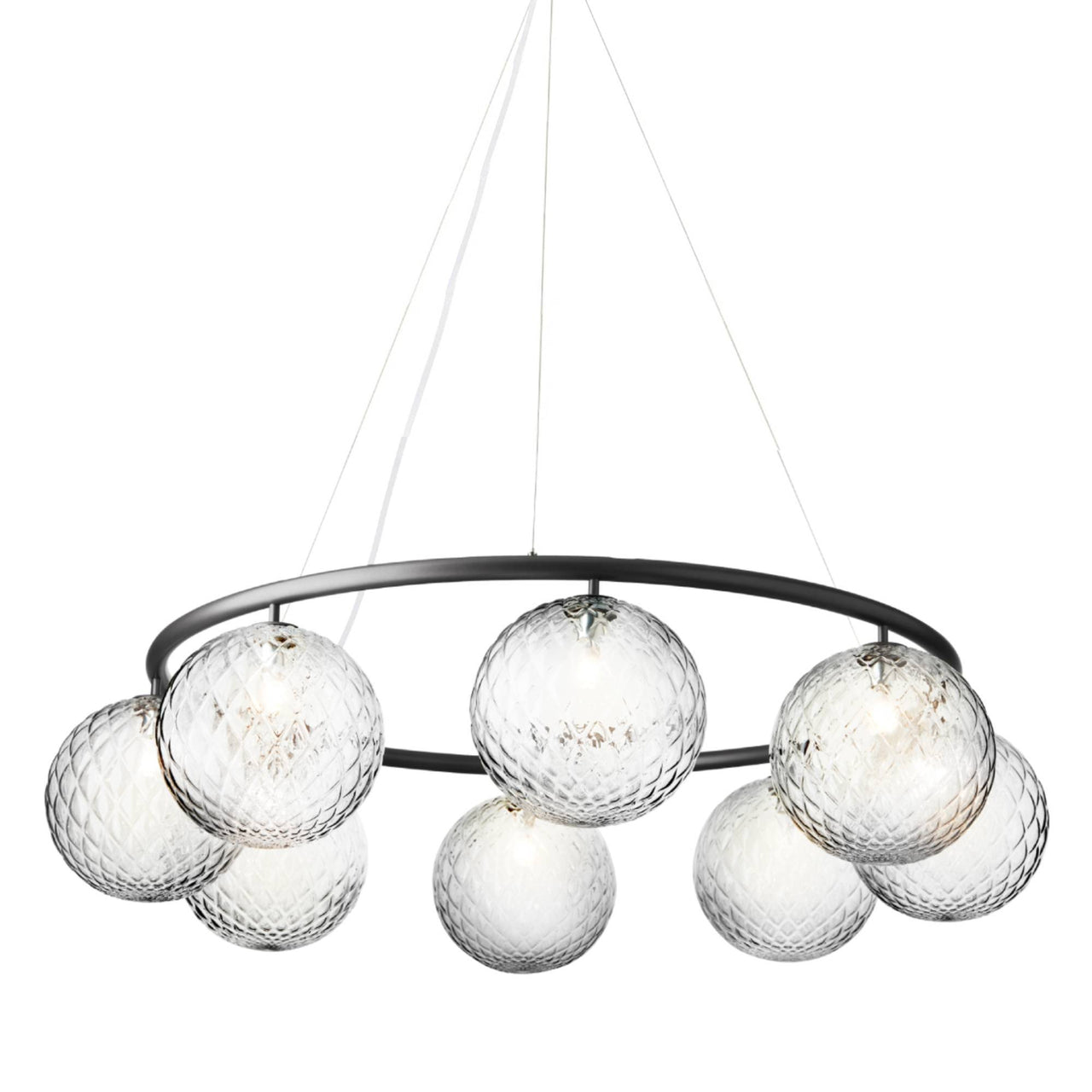 Miira 8 Circular Chandelier: Optic Clear + Rock Grey