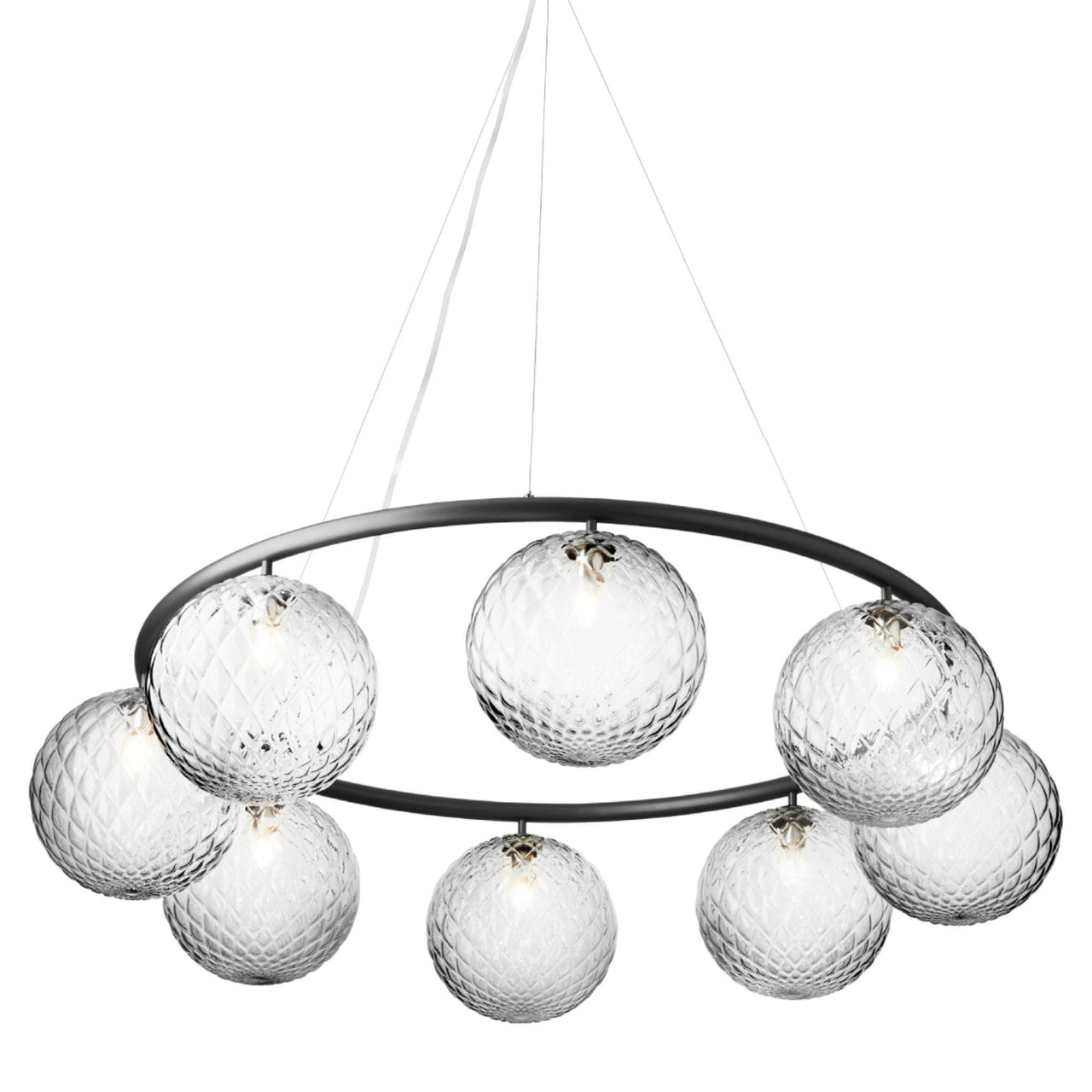 Miira 8 Circular Chandelier: Optic Clear + Rock Grey