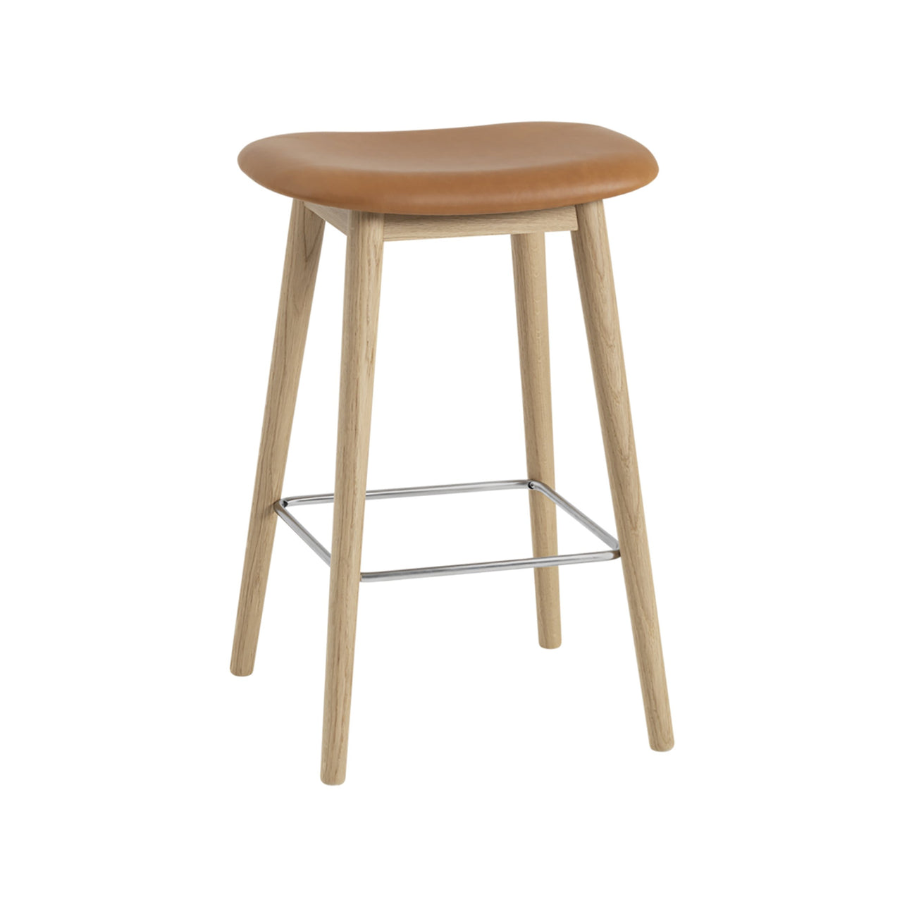 Fiber Bar + Counter Stool: Wood Base + Upholstered + Counter + Oak