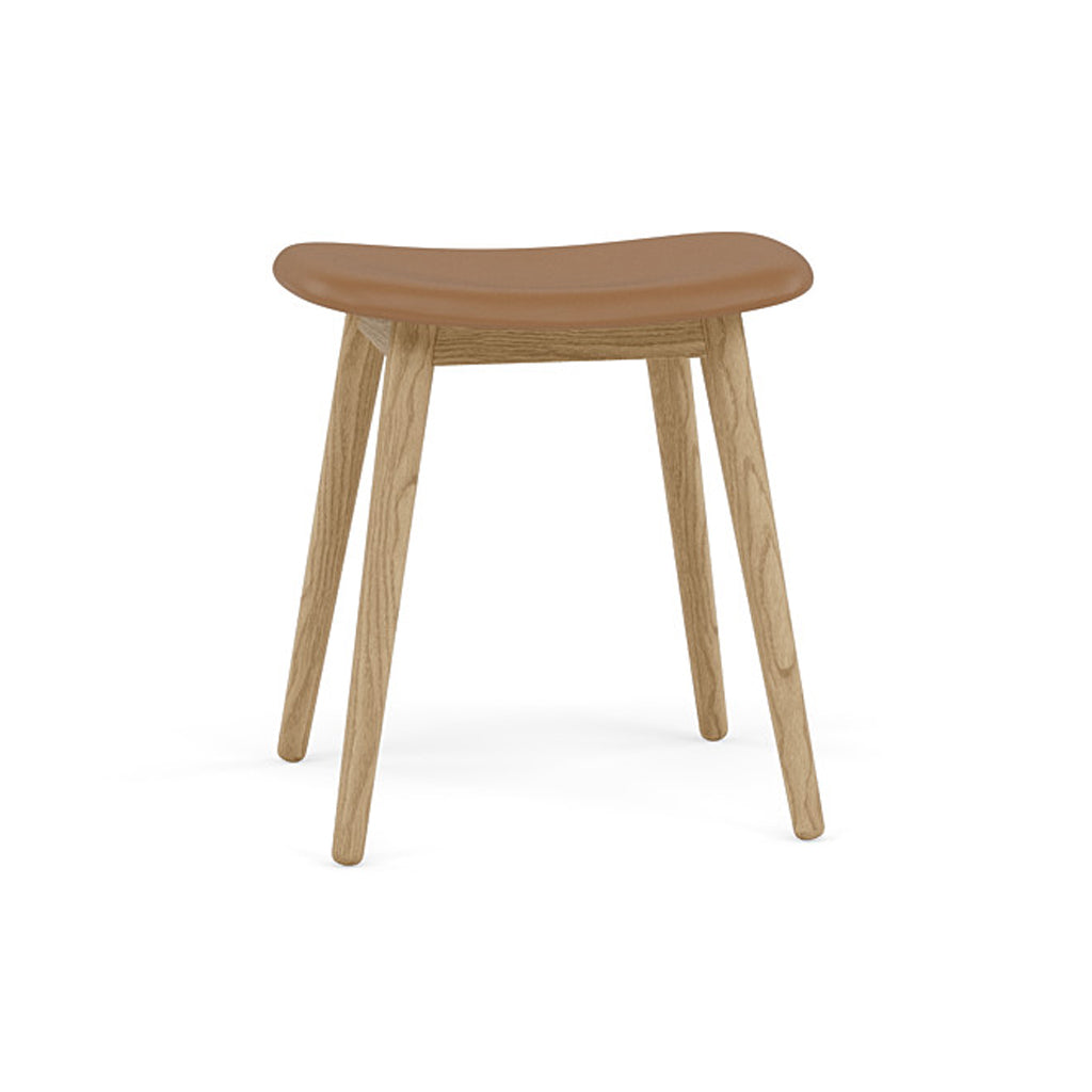 Fiber Stool: Wood Base + Upholstered + Oak