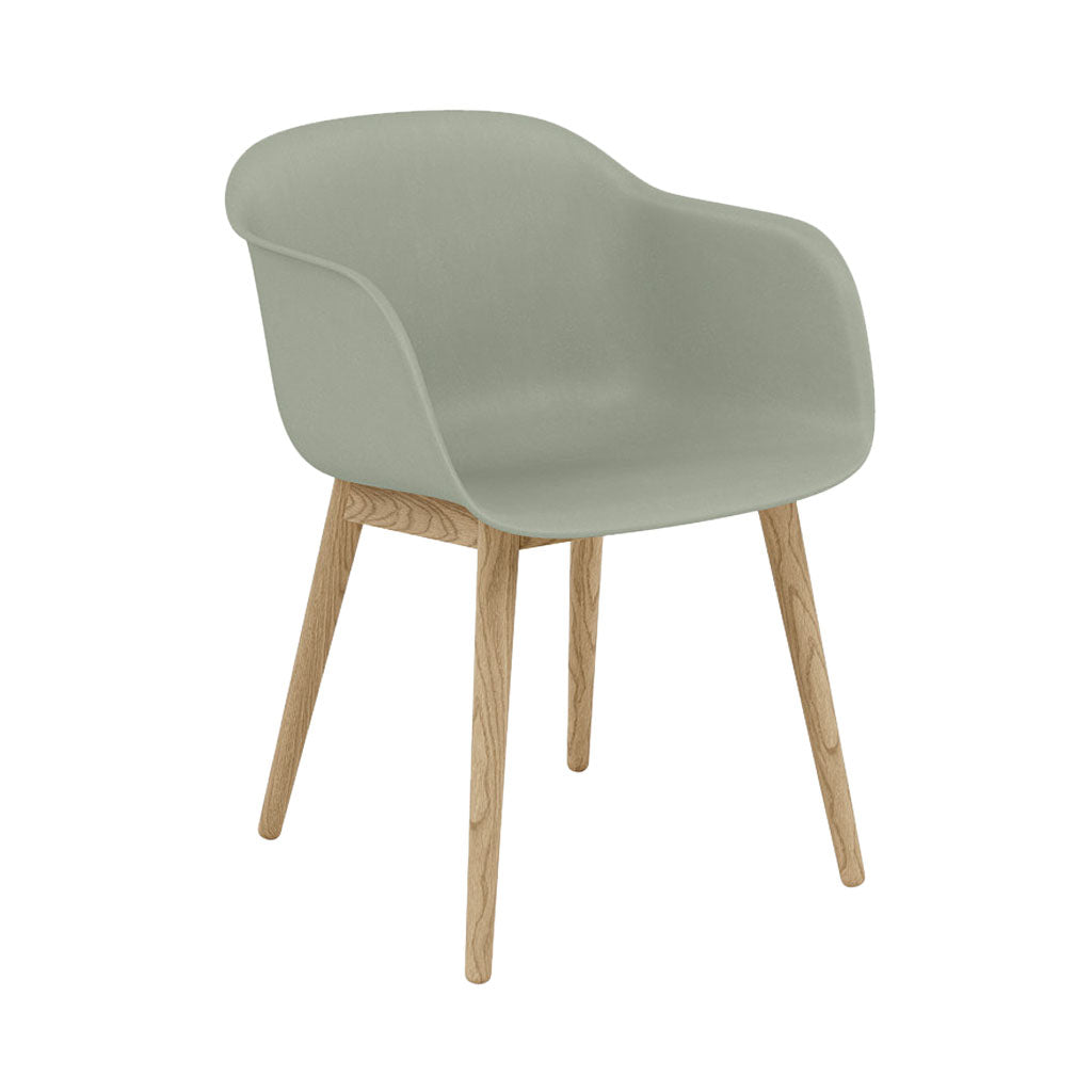 Fiber Armchair: Wood Base + Recycled Shell + Oak + Dusty Green