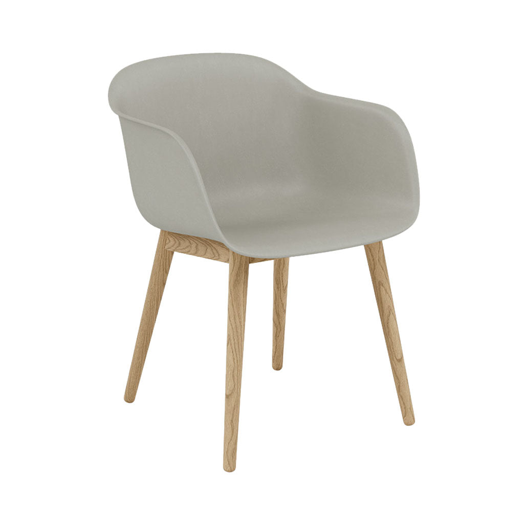 Fiber Armchair: Wood Base + Recycled Shell + Oak + Grey