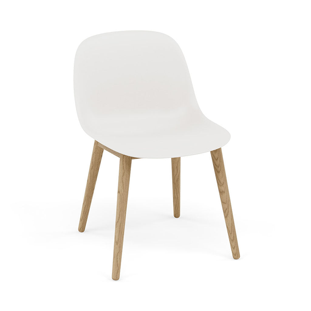 Fiber Side Chair: Wood Base + Recycled Shell + Recycled Shell + Oak + Natural White