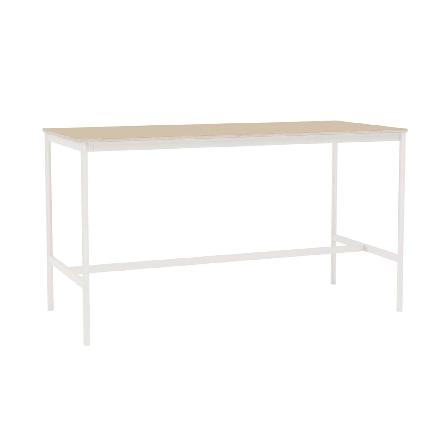 Base High Table: Oak Veneer + Plywood Edge + White
