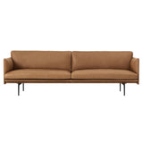 Outline 3-Seater Sofa: Black + Refine Leather Cognac