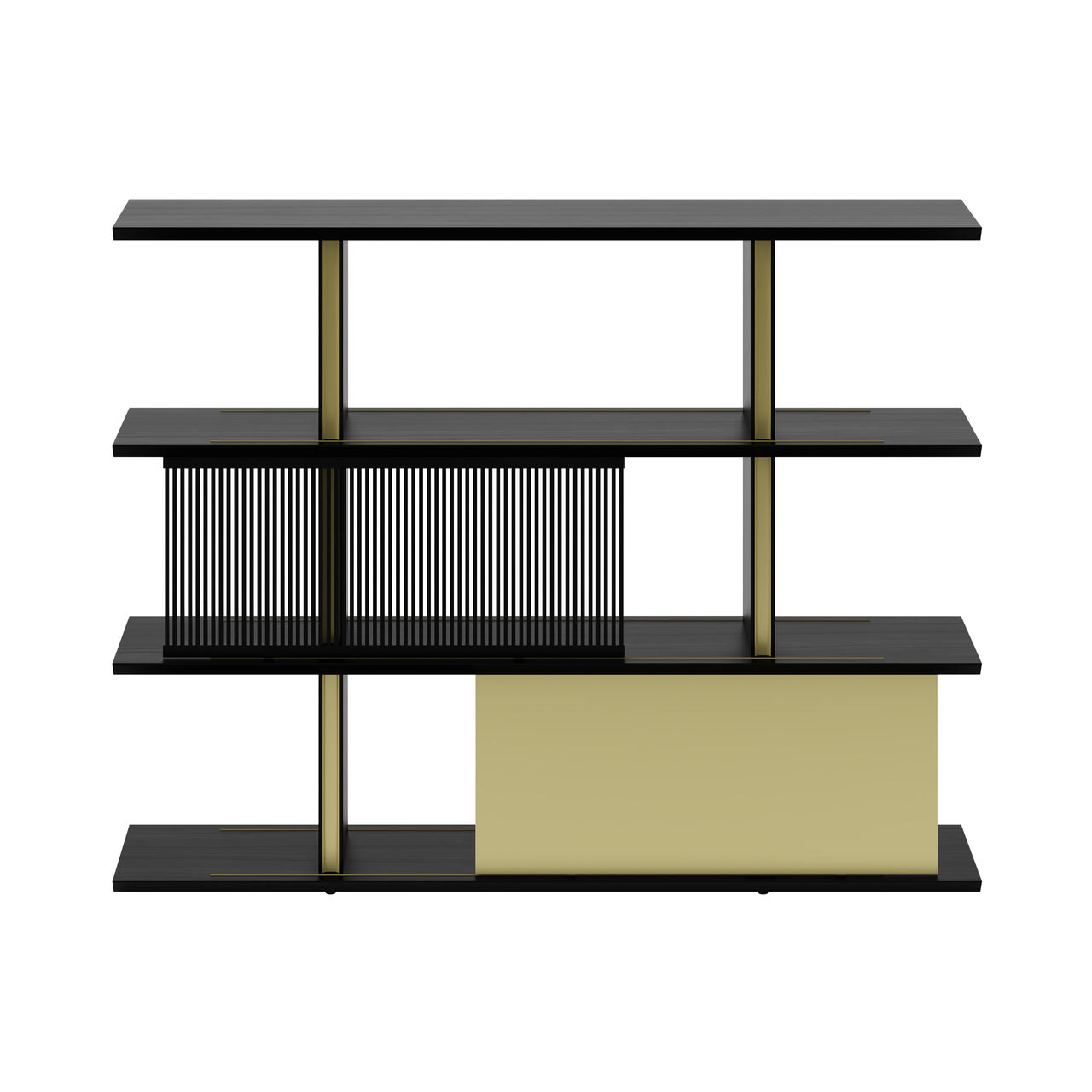 Stockholm Shelf: Composition 3 + Ebony Stained Oak + Anodized Aluminum Bronze