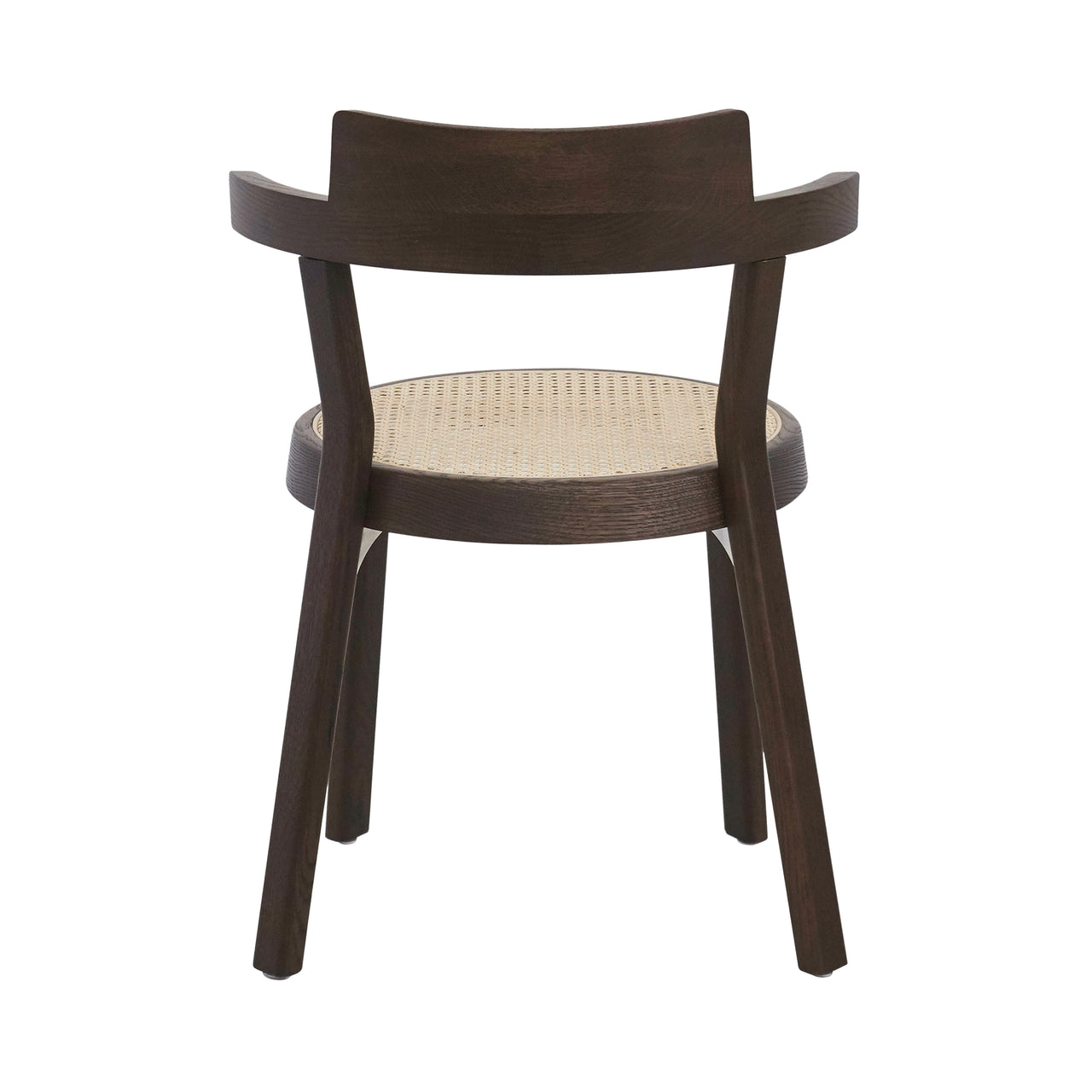 Pagoda Cane Chair: Wood Leg + Dark Brown Oak