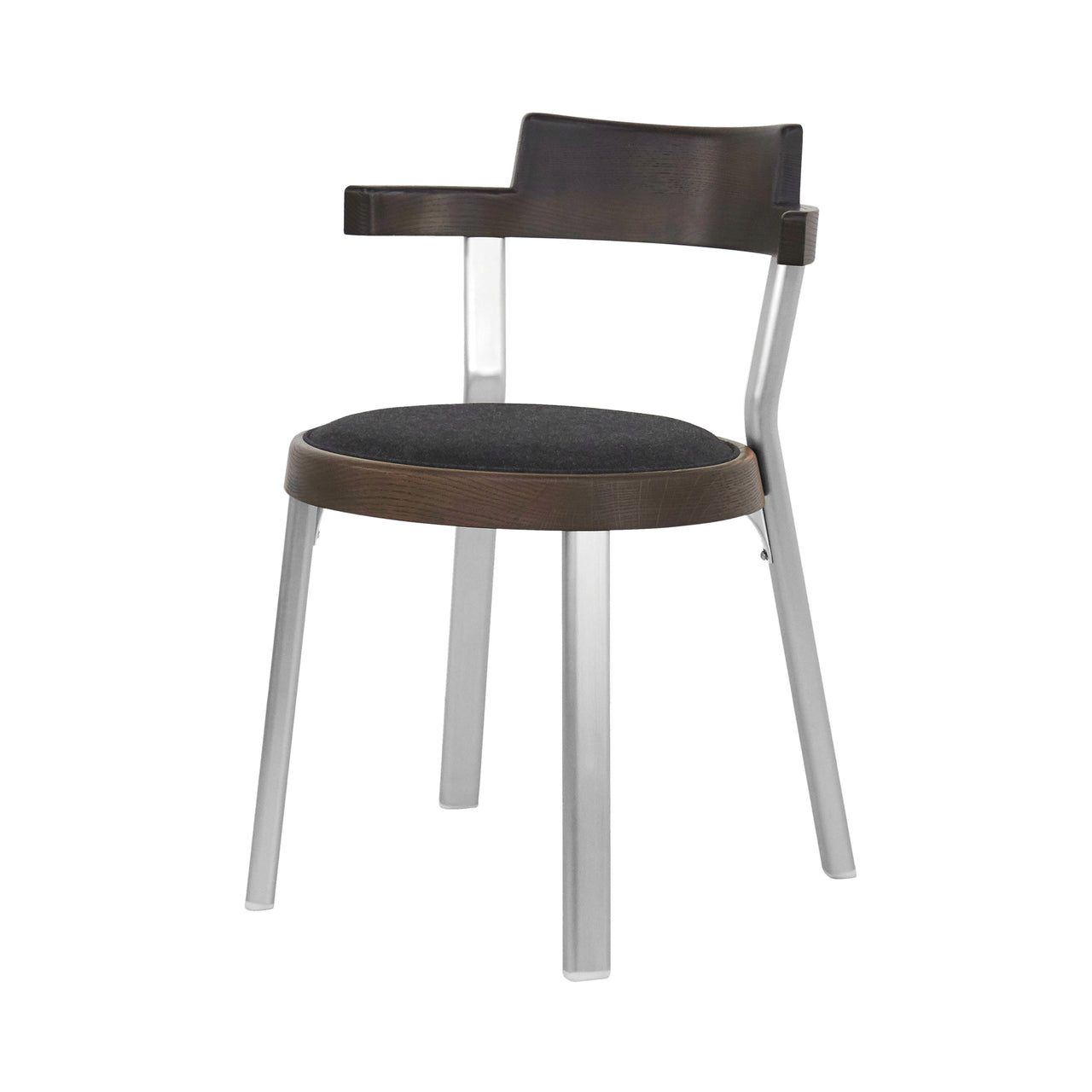 Pagoda Chair: Upholstery + Aluminum Leg + Silver + Dark Brown Oak