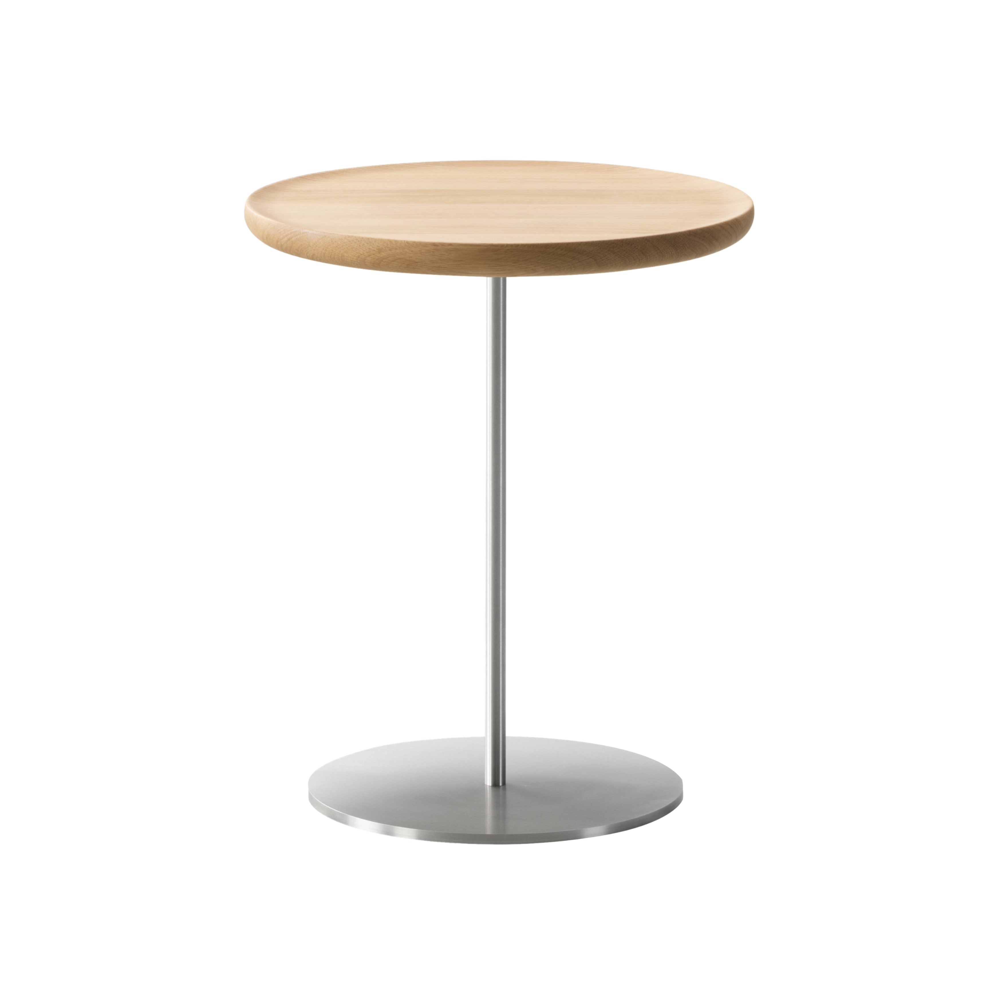 Pal Table: Small + High + Lacquered Oak + Stainless Steel