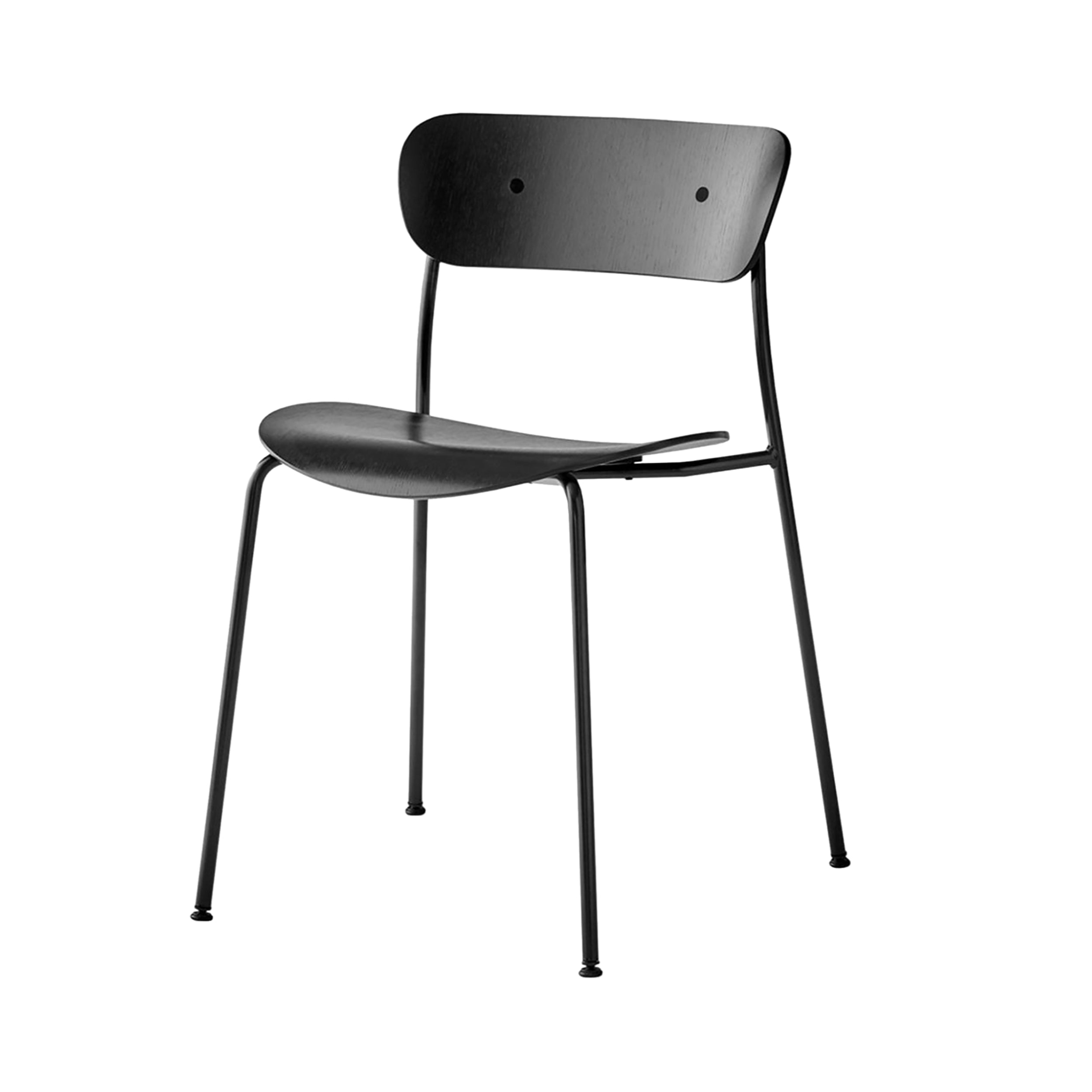 Pavilion Chair AV1: Set of 2 + Black Lacquered Oak + Black 