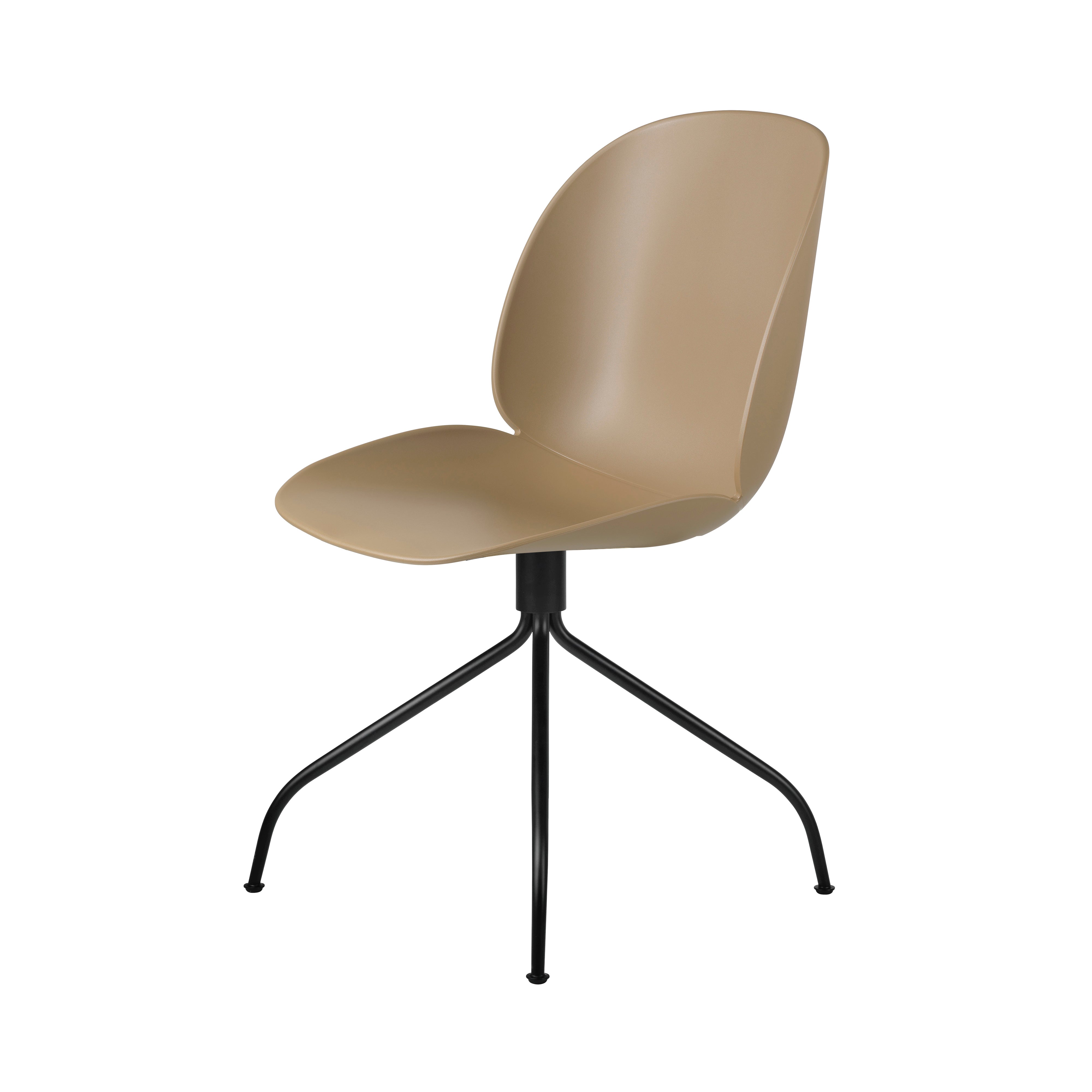 Beetle Meeting Chair: Swivel Base + Pebble Brown + Black Matt + Felt Glides